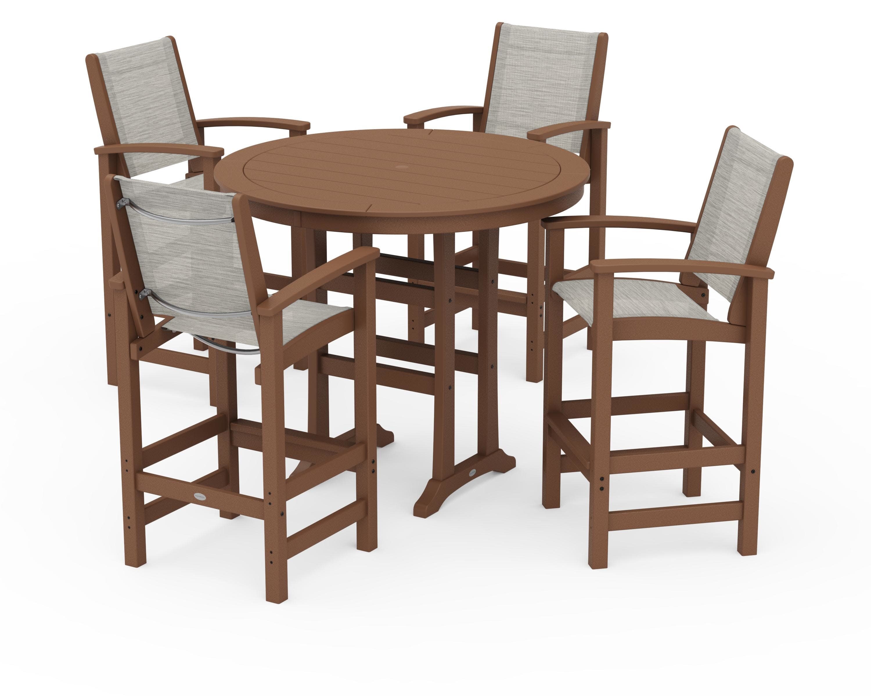 Coastal 5-Piece Nautical Trestle Bar Set in Teak / Birch Sling
