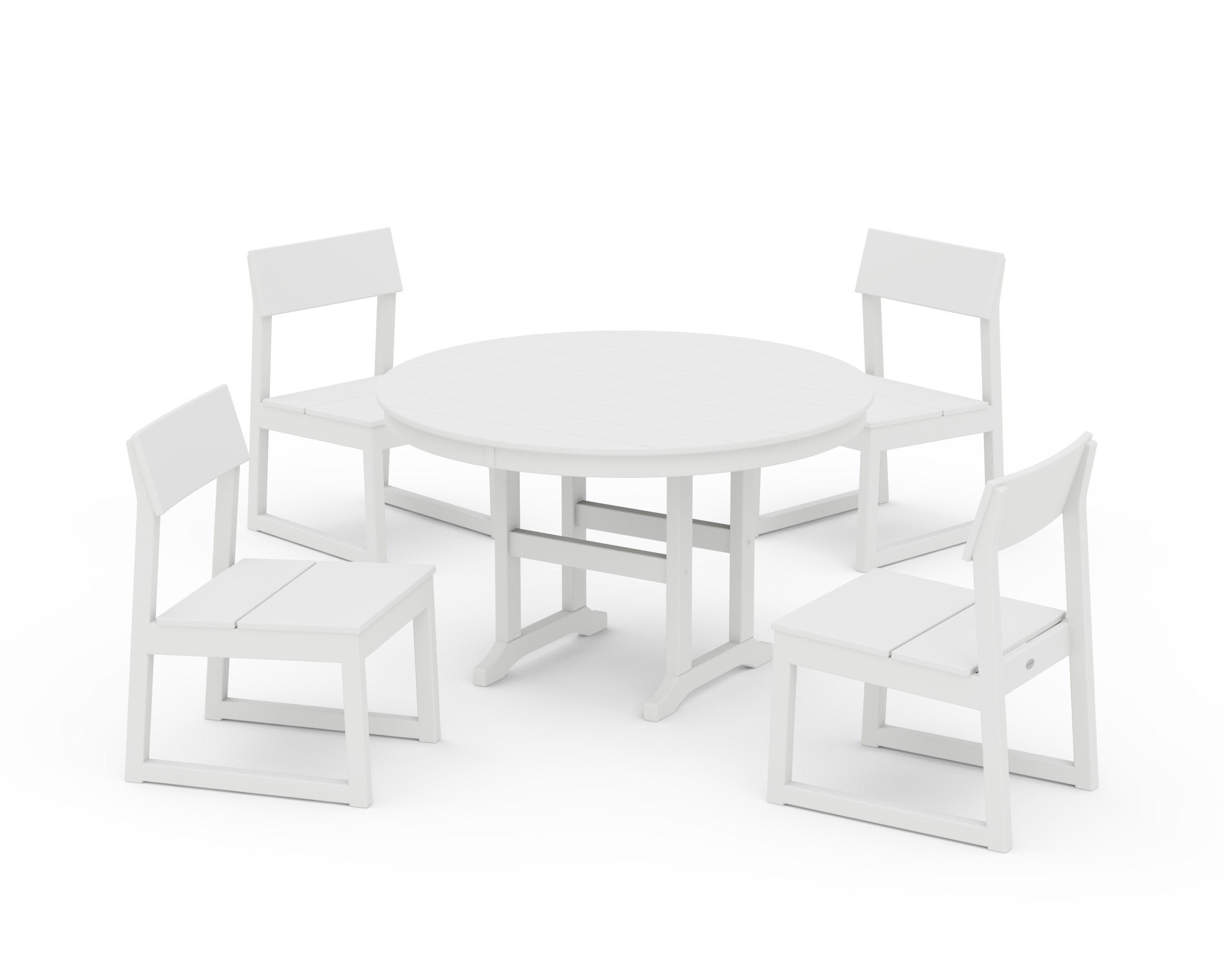 EDGE Side Chair 5-Piece Round Farmhouse Dining Set in White
