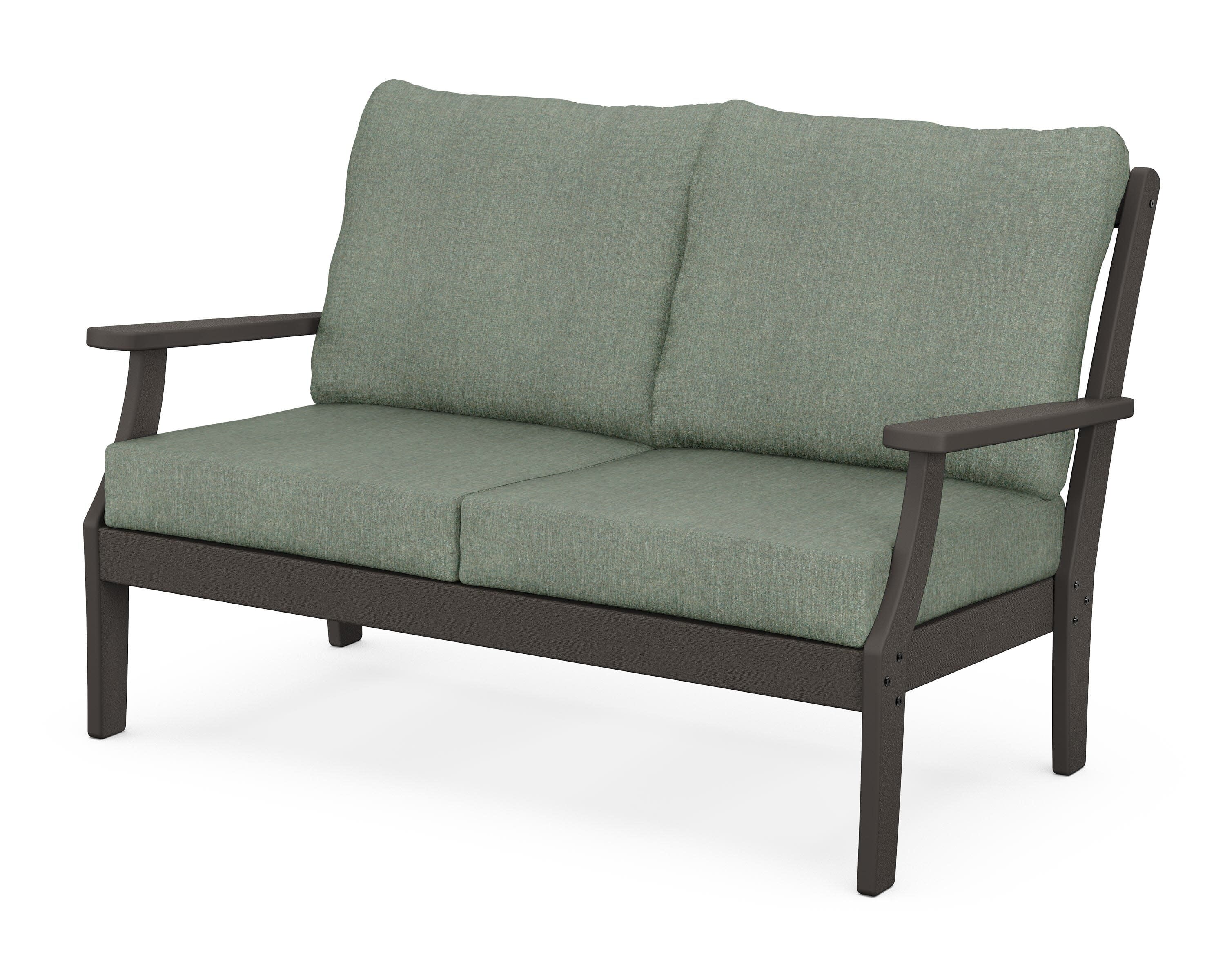 Braxton Deep Seating Loveseat in Vintage Coffee / Cast Sage