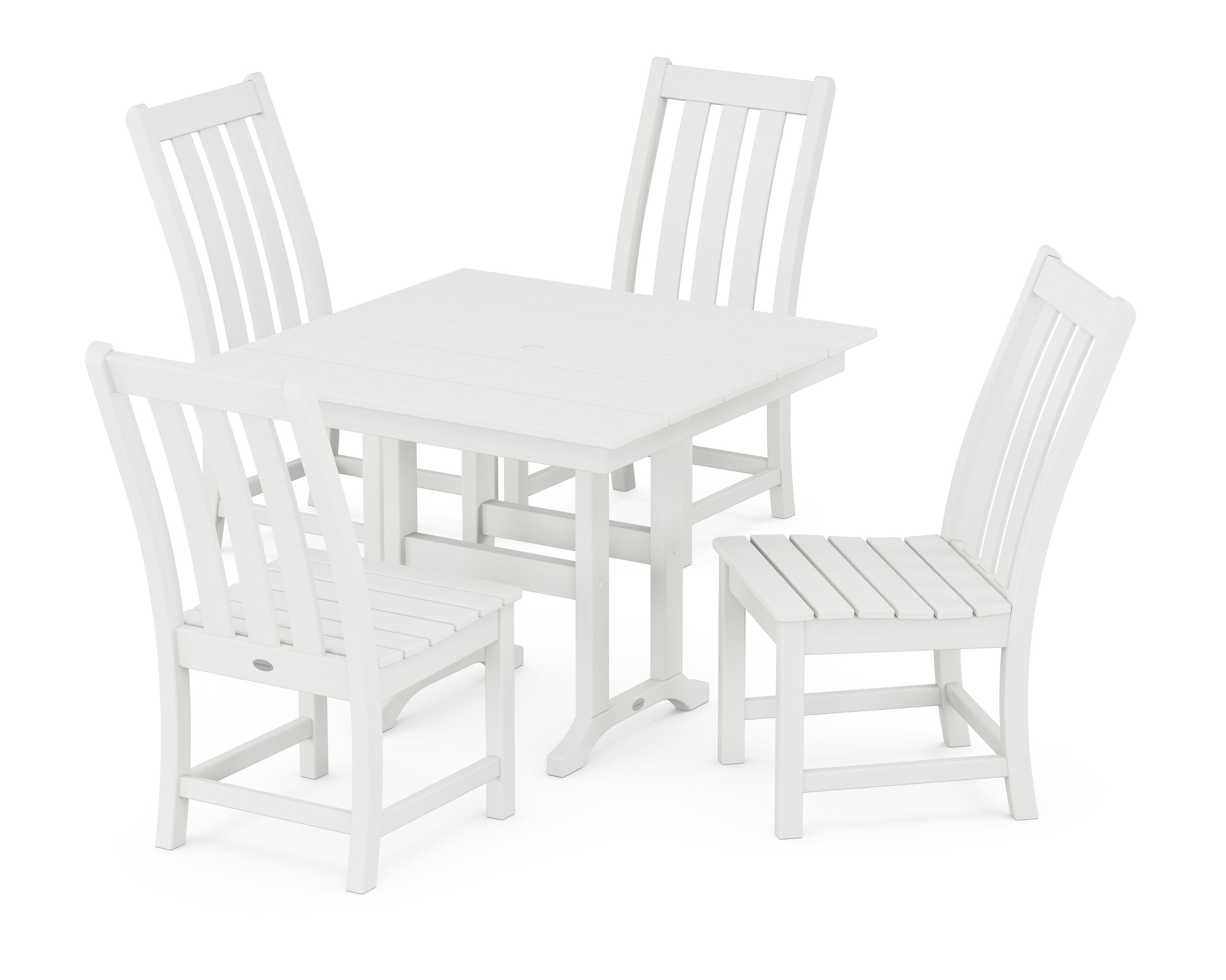 Vineyard Side Chair 5-Piece Farmhouse Dining Set in Vintage White