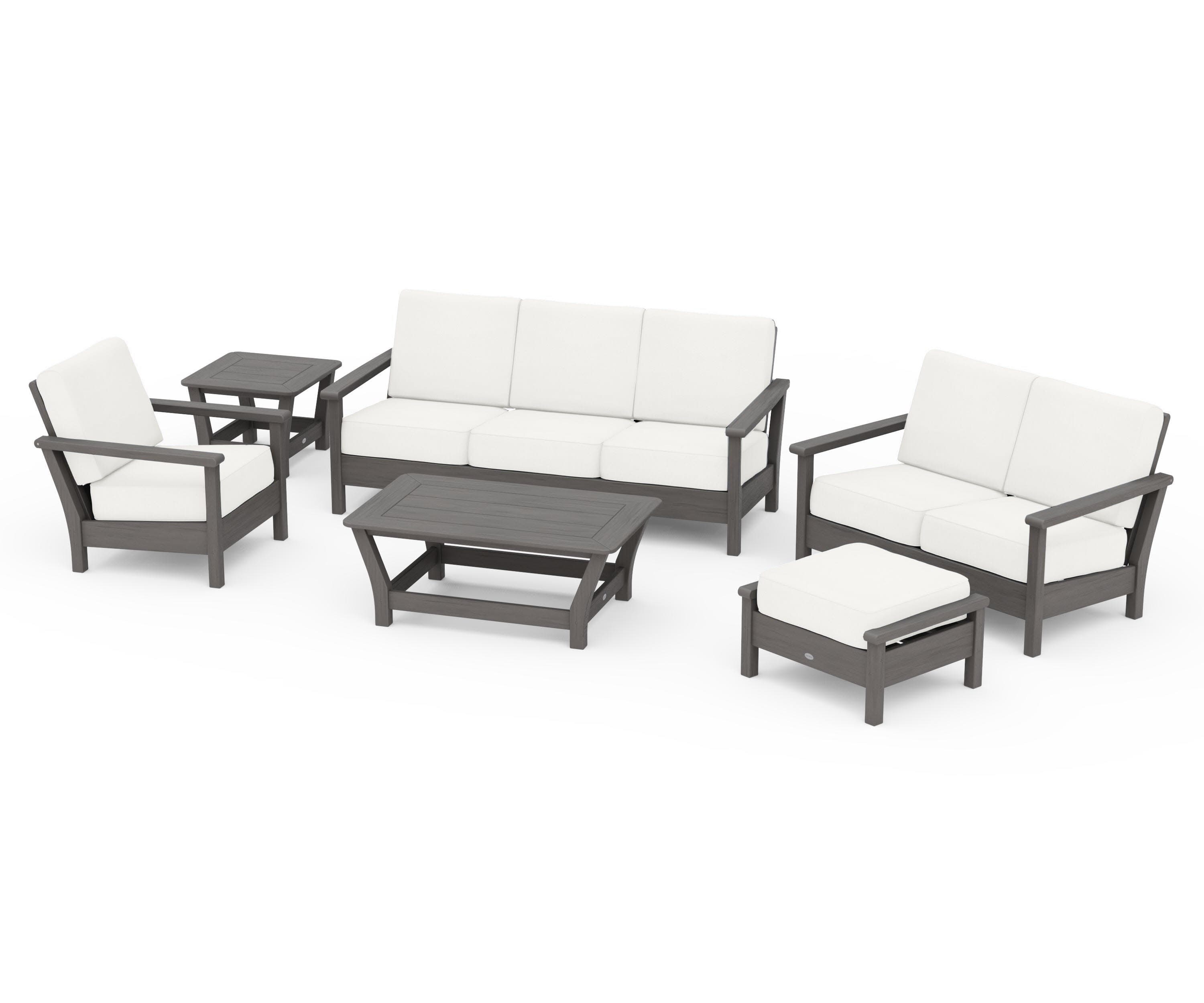 Harbour 6-Piece Outdoor Living Set in Driftwood / Natural Linen