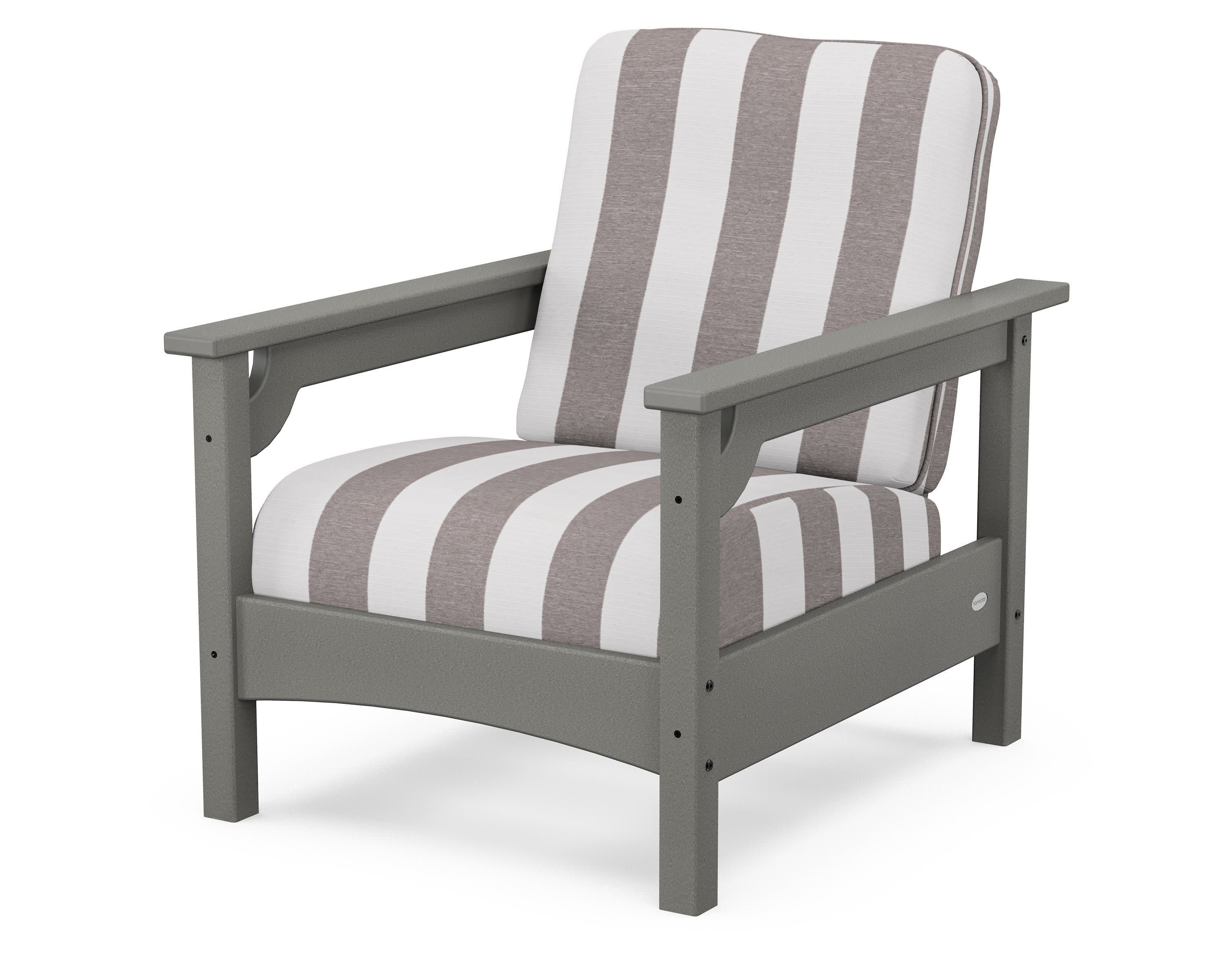 Club Chair in Slate Grey / Cabana Stripe Grey Mist