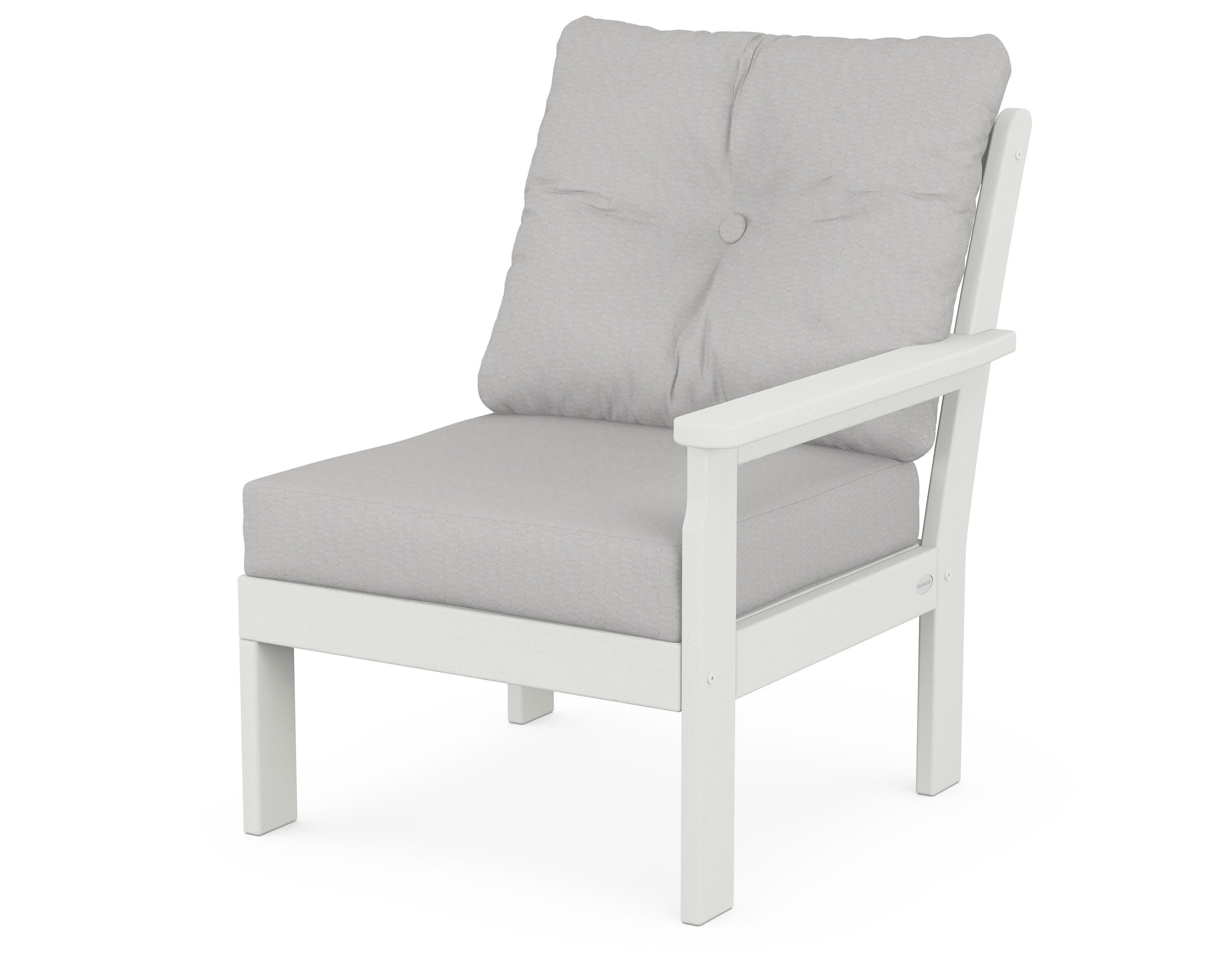 Vineyard Modular Right Arm Chair in Vintage White / Diamond in the Rough