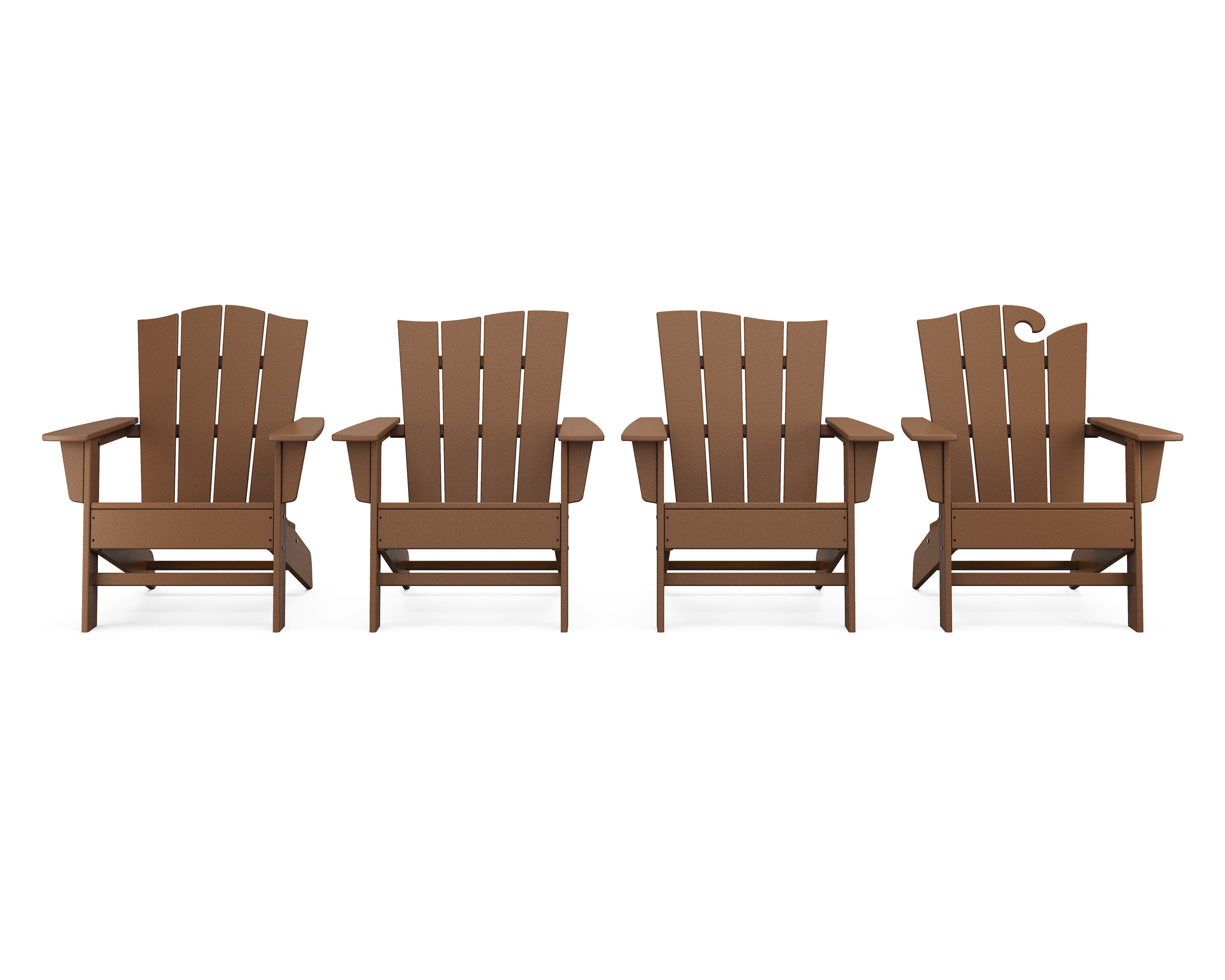 Wave Collection 4-Piece Adirondack Chair Set in Teak