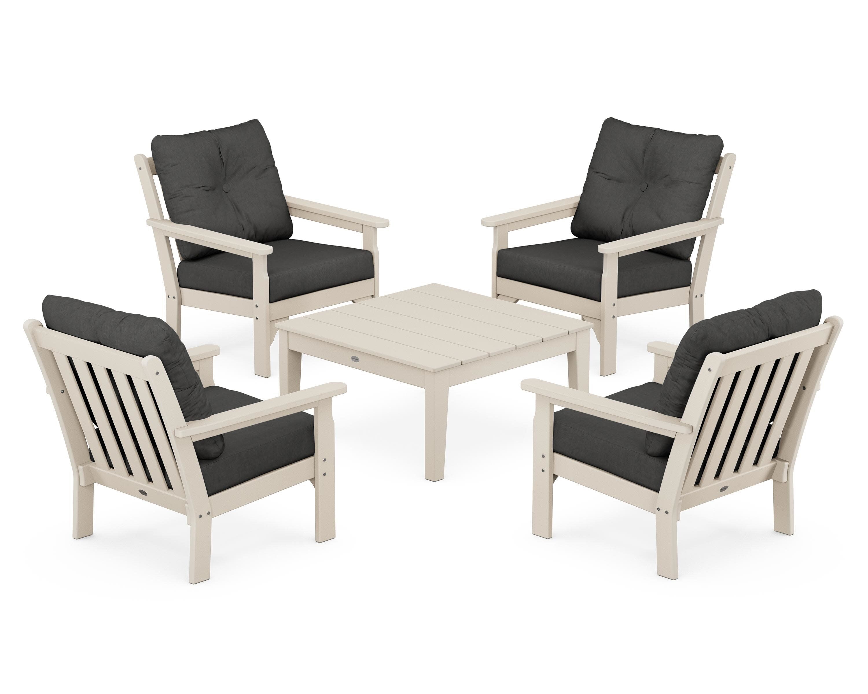Vineyard 5-Piece Deep Seating Conversation Set in Sand / Spectrum Carbon
