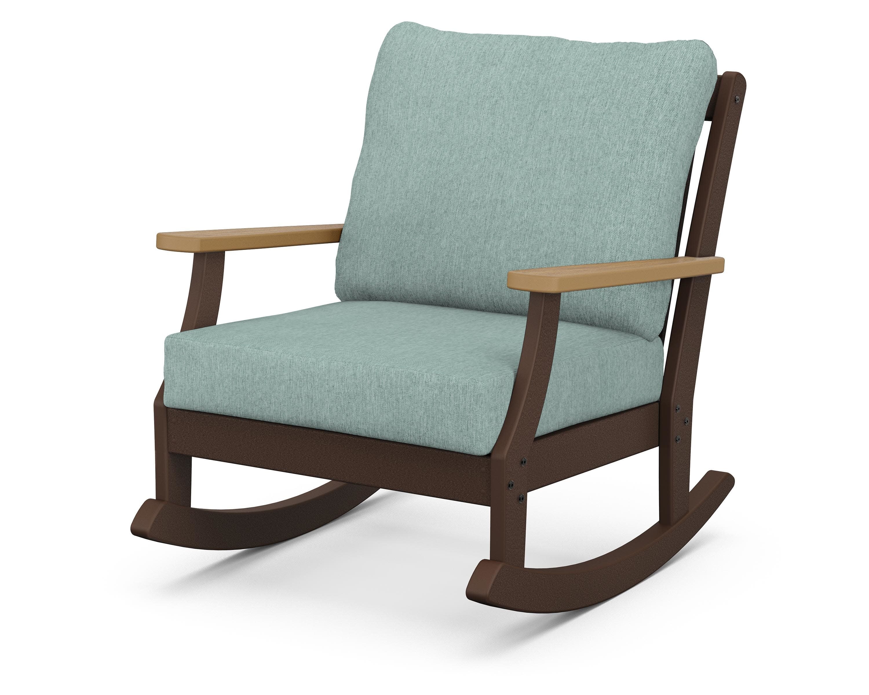 Braxton Deep Seating Rocking Chair in Mahogany / Natural / Glacier Spa
