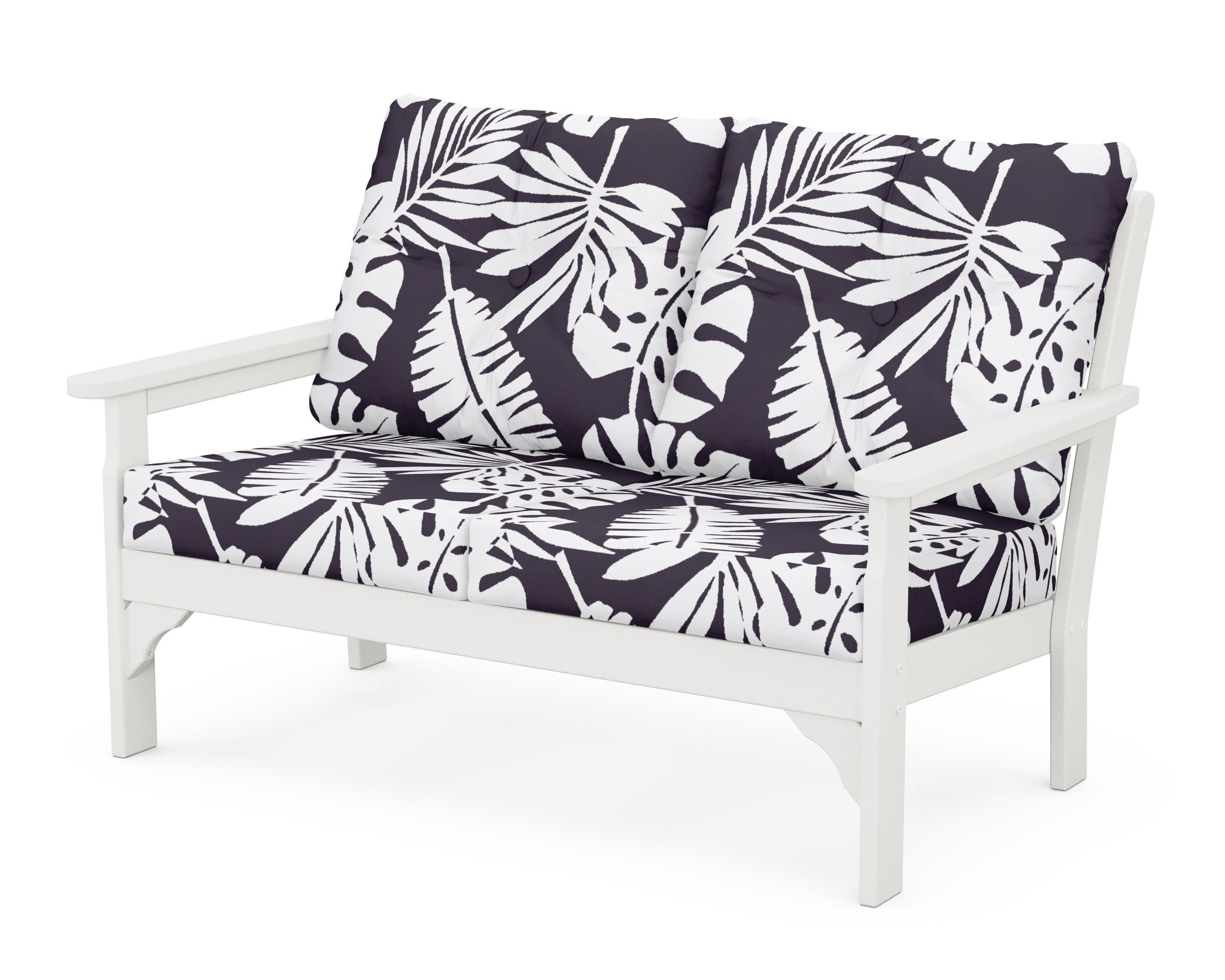 Vineyard Deep Seating Loveseat in Vintage White / Leaf Navy