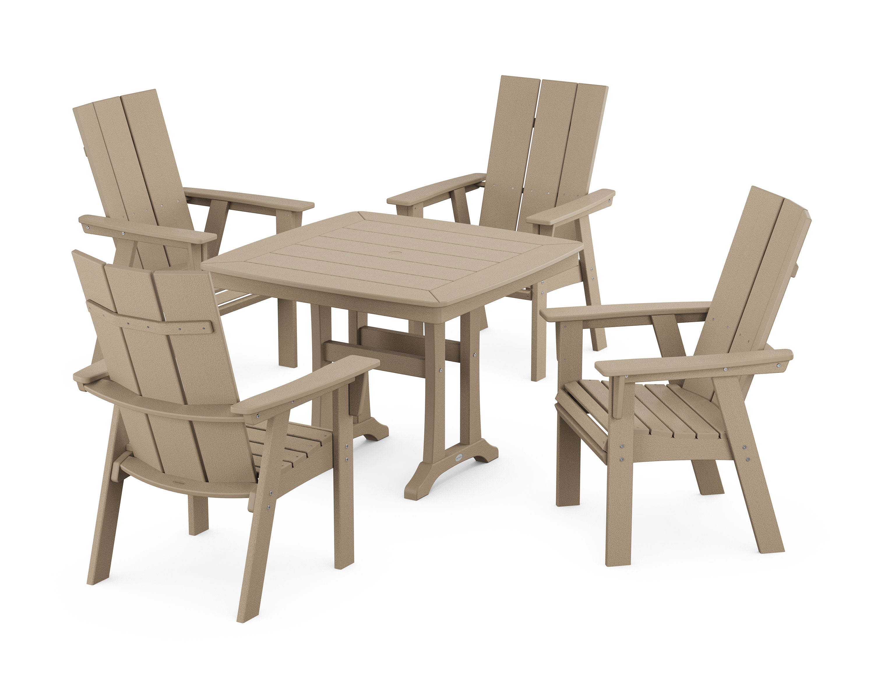 Modern Adirondack 5-Piece Dining Set with Trestle Legs in Vintage Sahara