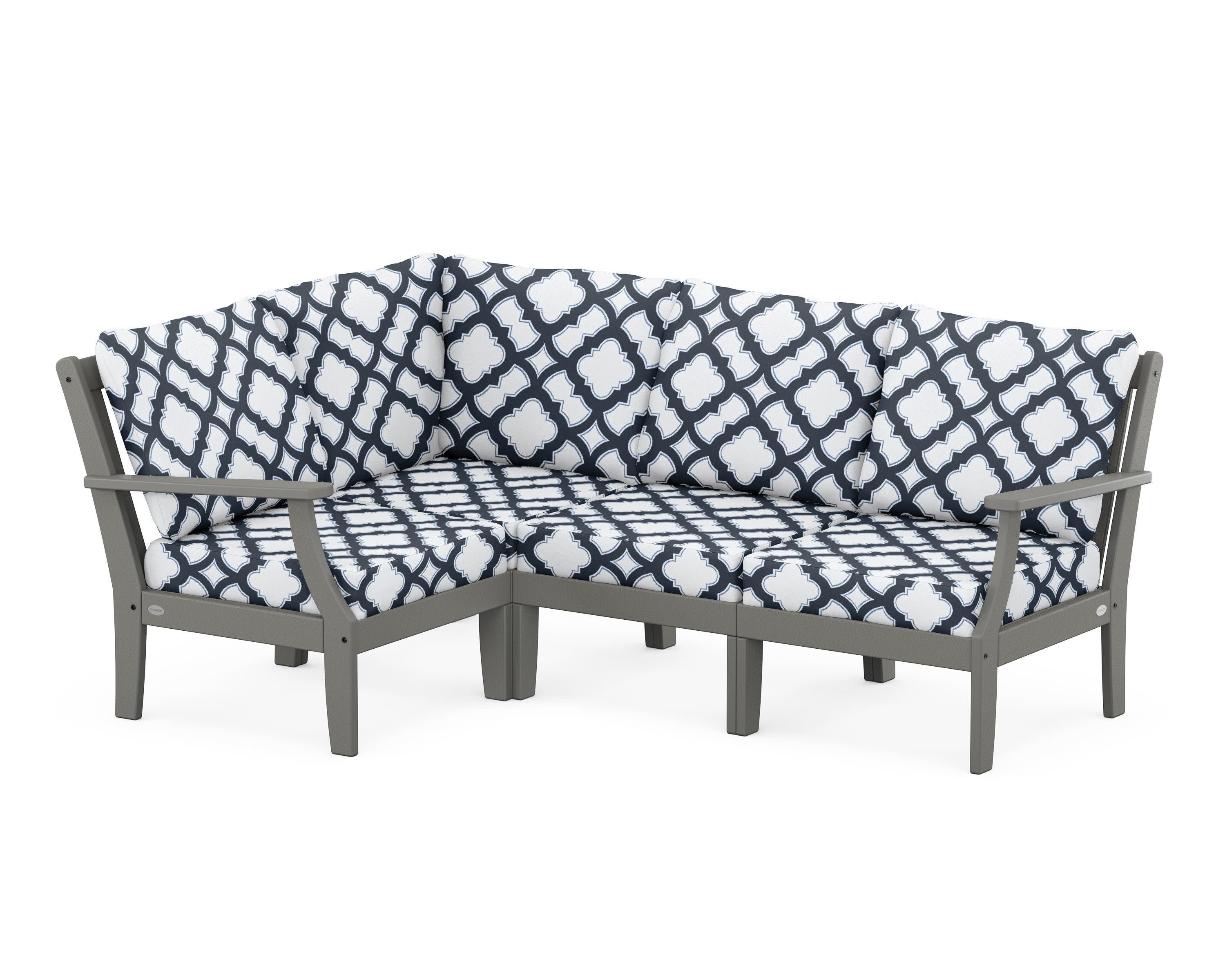 Braxton Modular 4-Piece Deep Seating Set in Slate Grey / Trellis Marine Indigo