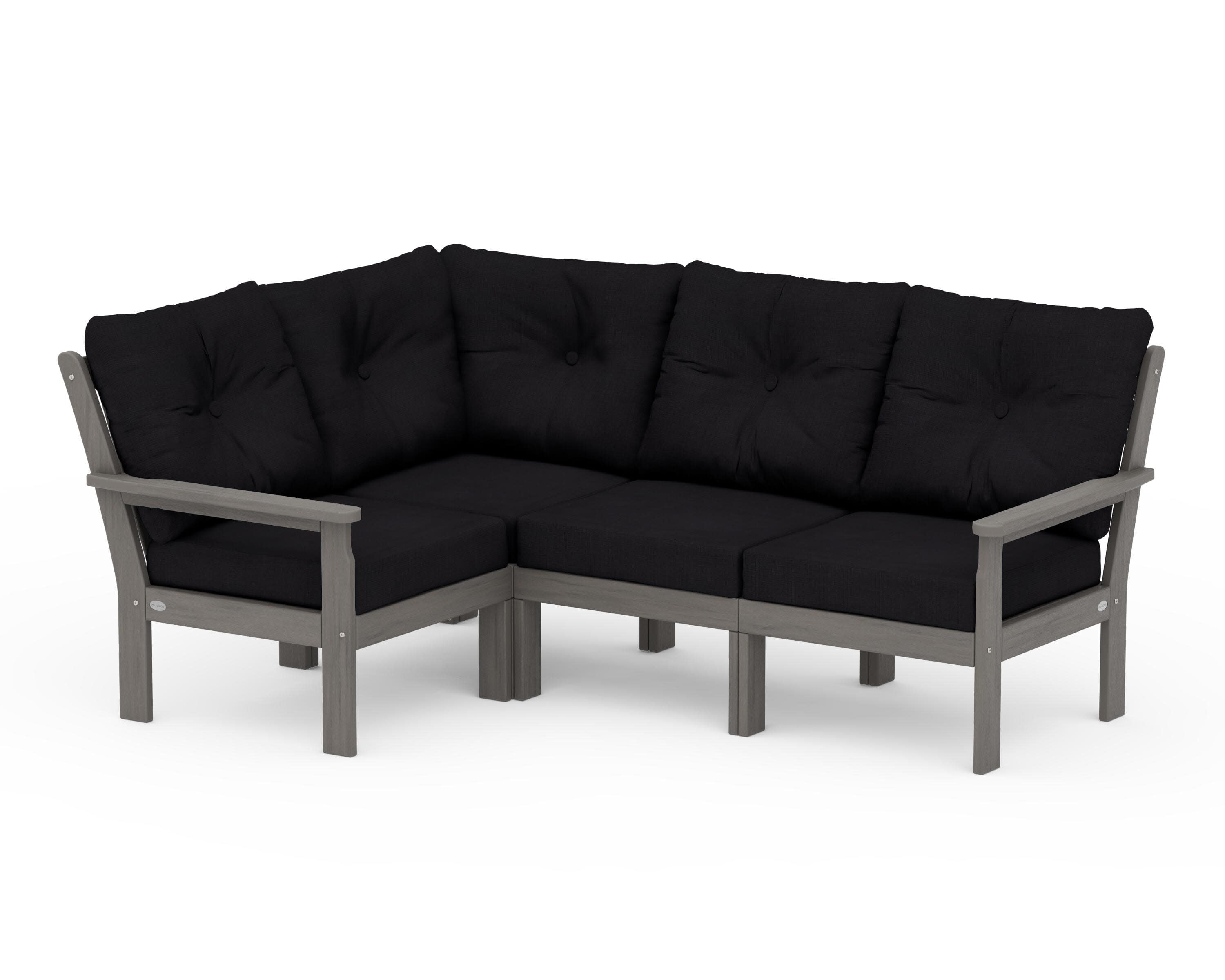 Vineyard 4-Piece Sectional in Driftwood / Midnight Linen