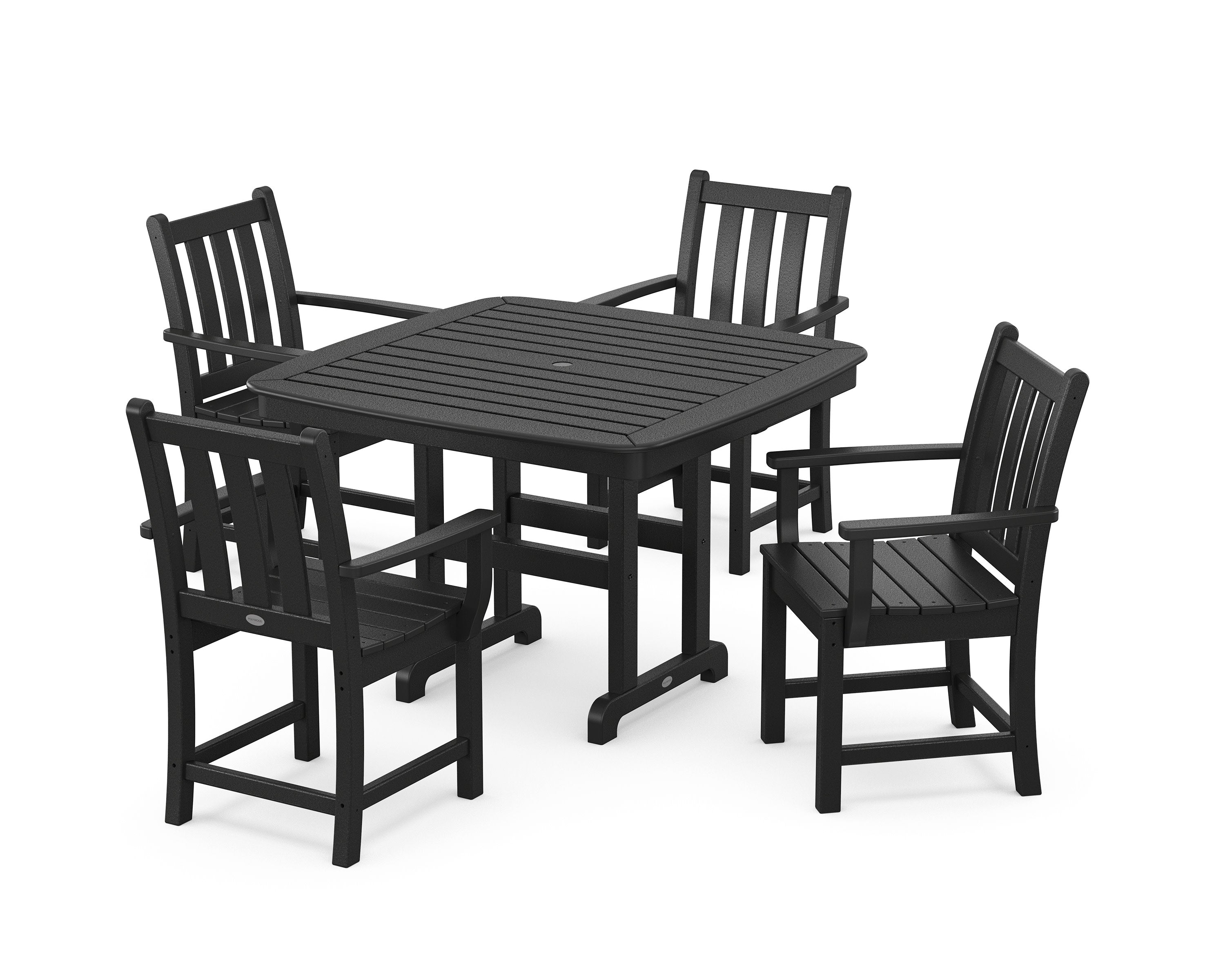 Traditional Garden 5-Piece Dining Set with Trestle Legs in Black
