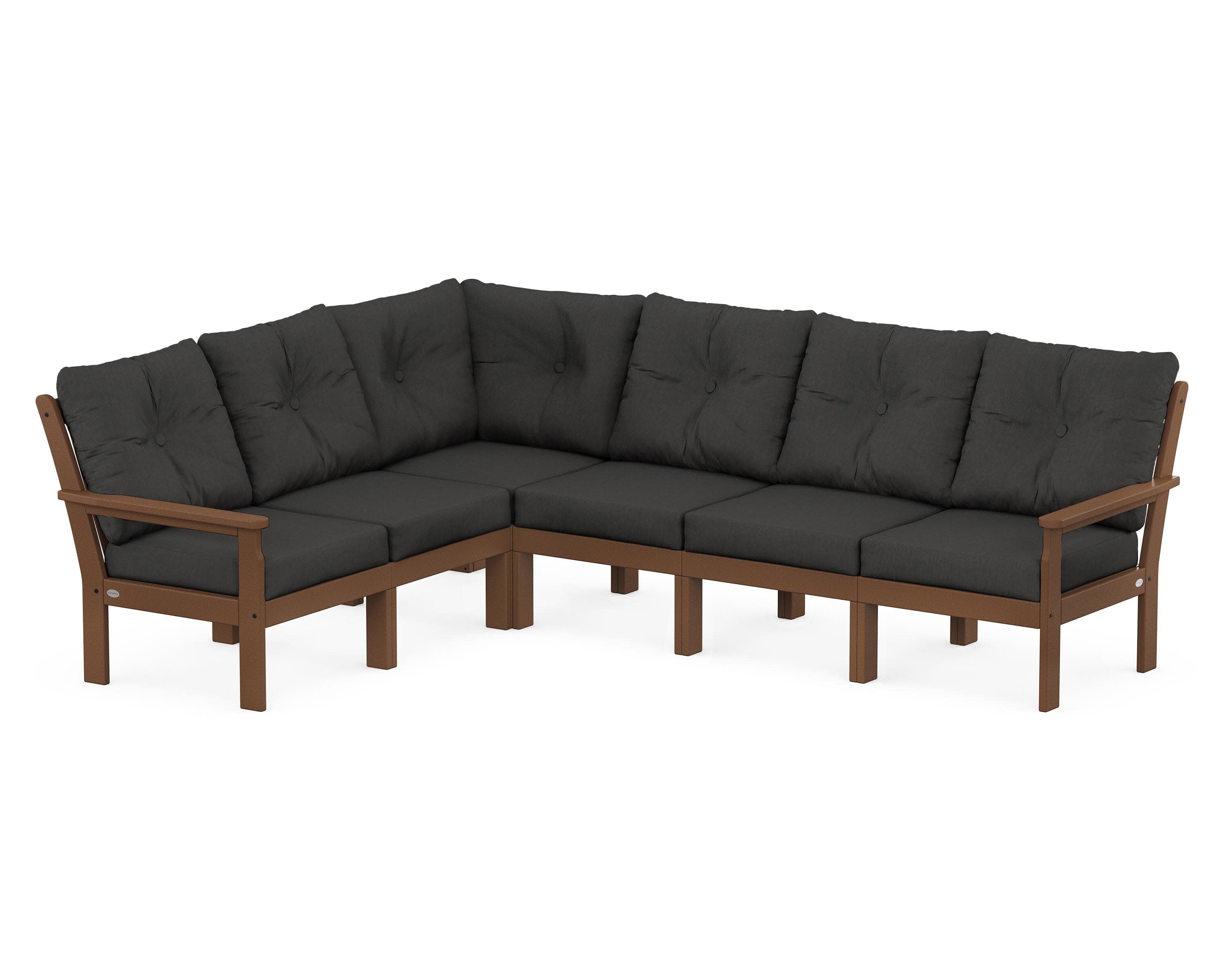 Vineyard 6-Piece Sectional in Teak / Spectrum Carbon