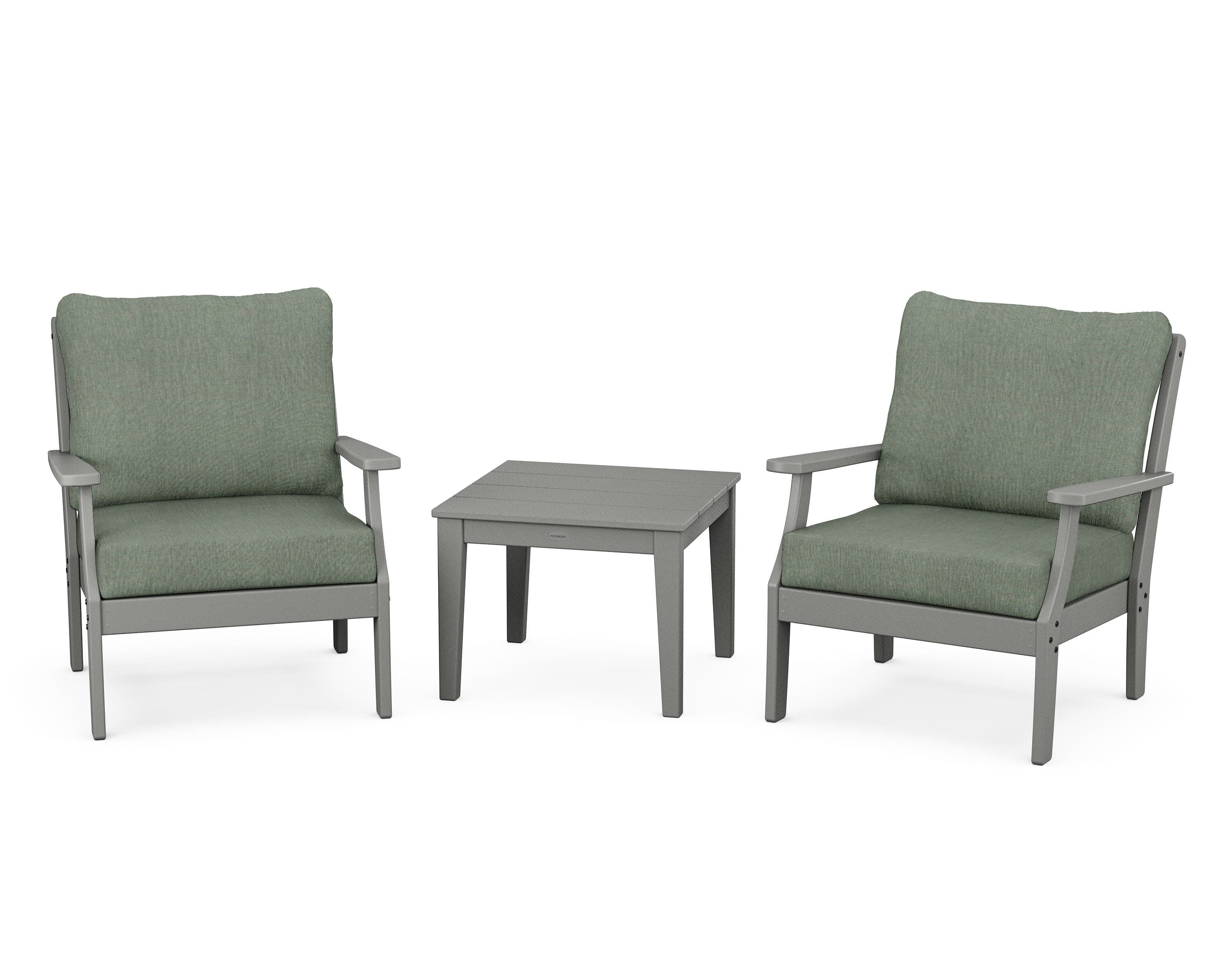 Braxton 3-Piece Deep Seating Set in Slate Grey / Cast Sage