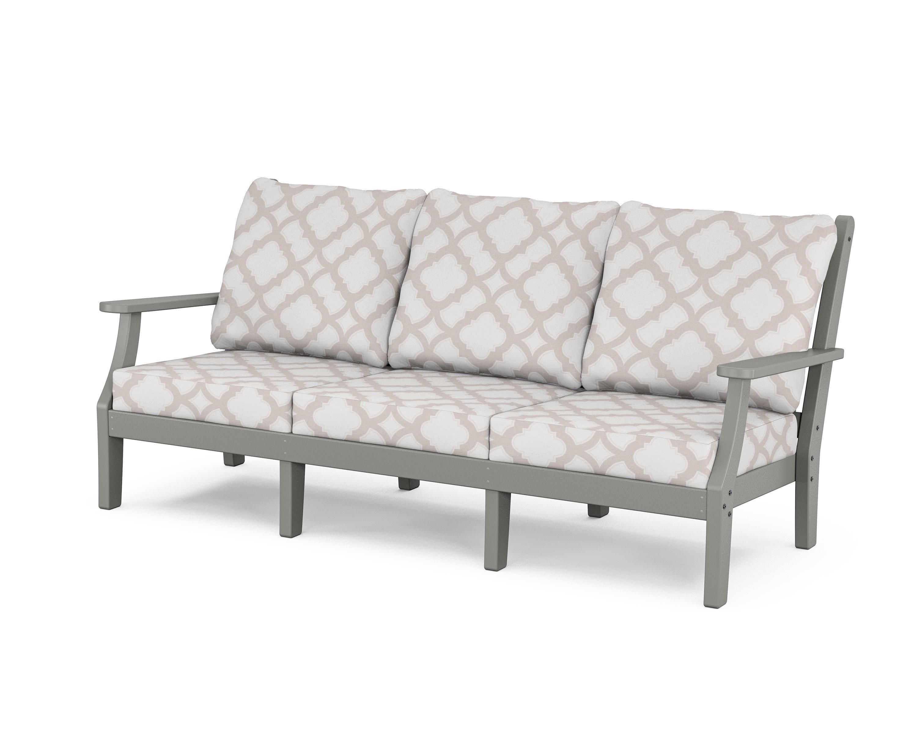 Wovendale Deep Seating Sofa in Slate Grey / Trellis Dune Burlap