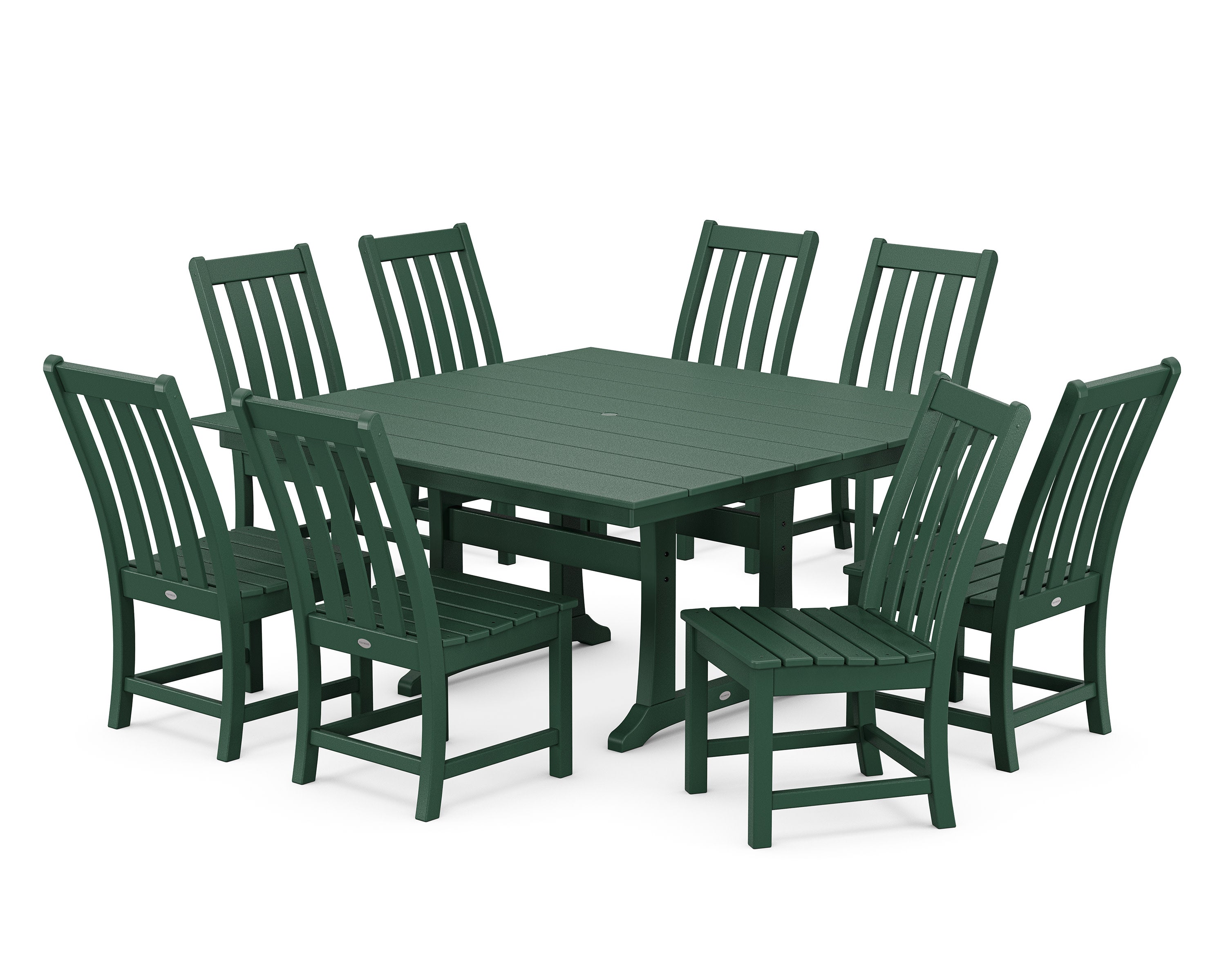 Vineyard 9-Piece Farmhouse Trestle Dining Set in Green