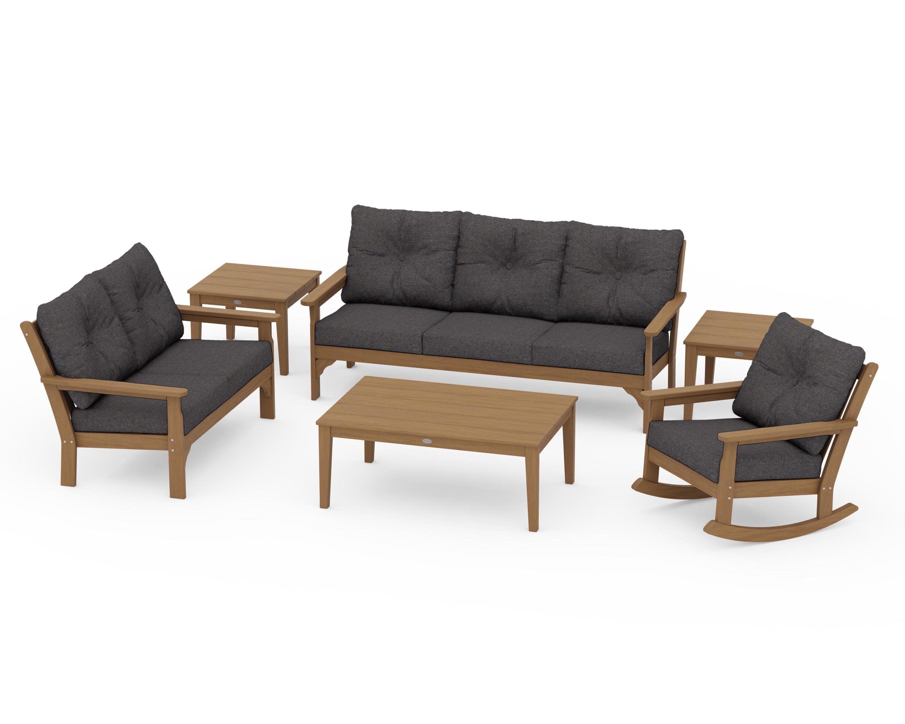 Vineyard 6-Piece Deep Seating Set in Natural / Ash Charcoal