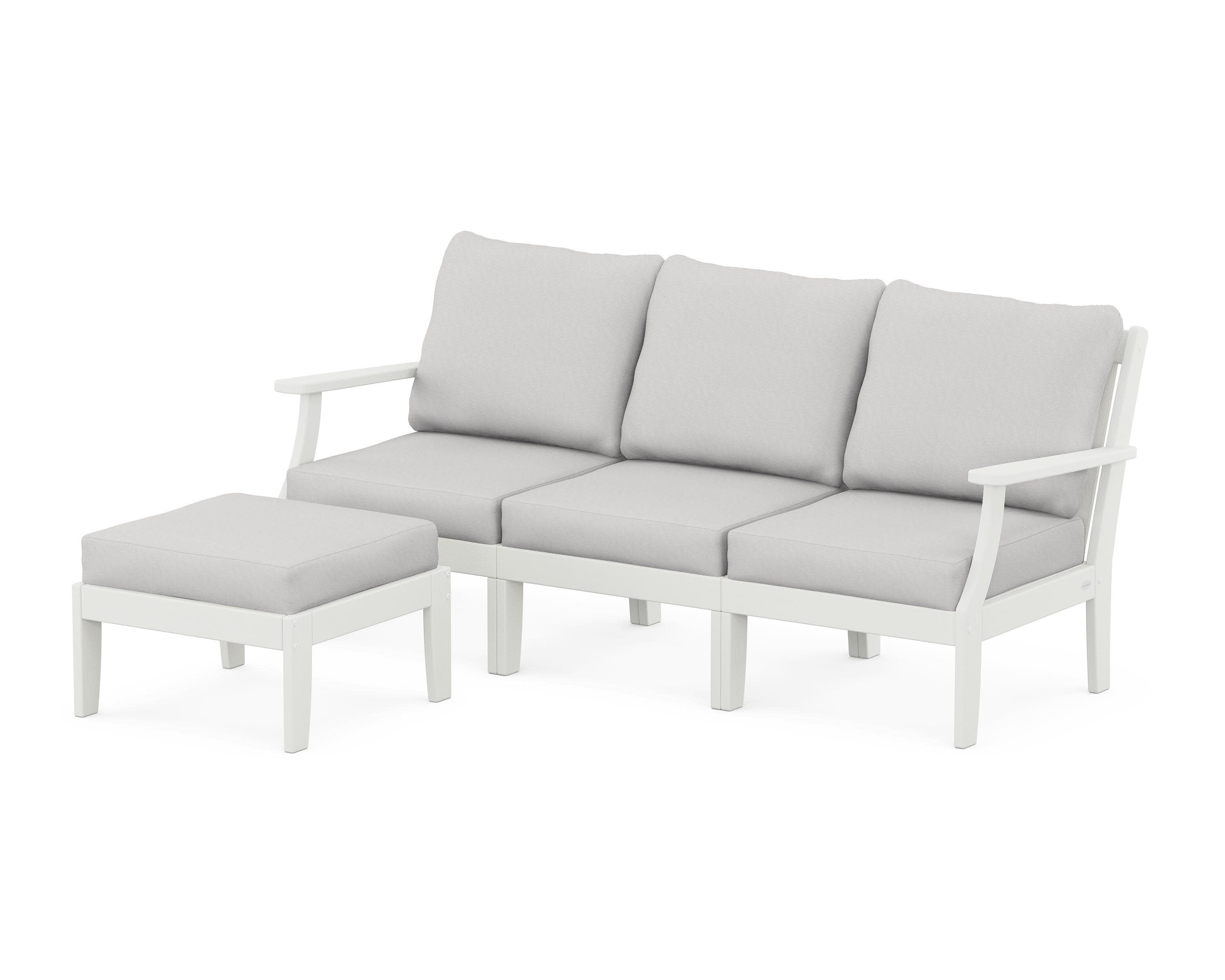 Braxton Modular 4-Piece Deep Seating Set with Ottoman in Vintage White / Diamond in the Rough