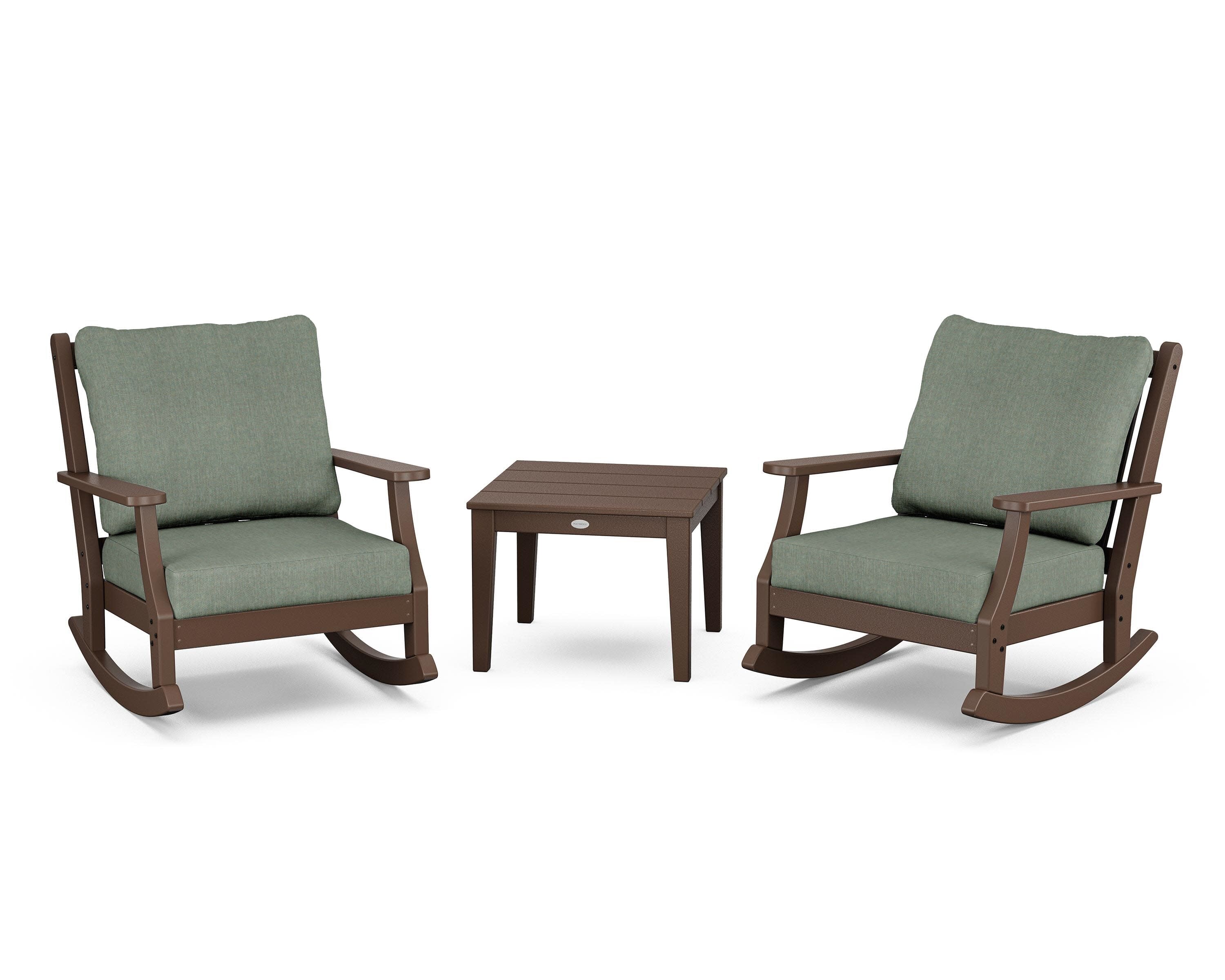 Wovendale 3-Piece Deep Seating Rocker Set in Mahogany / Cast Sage