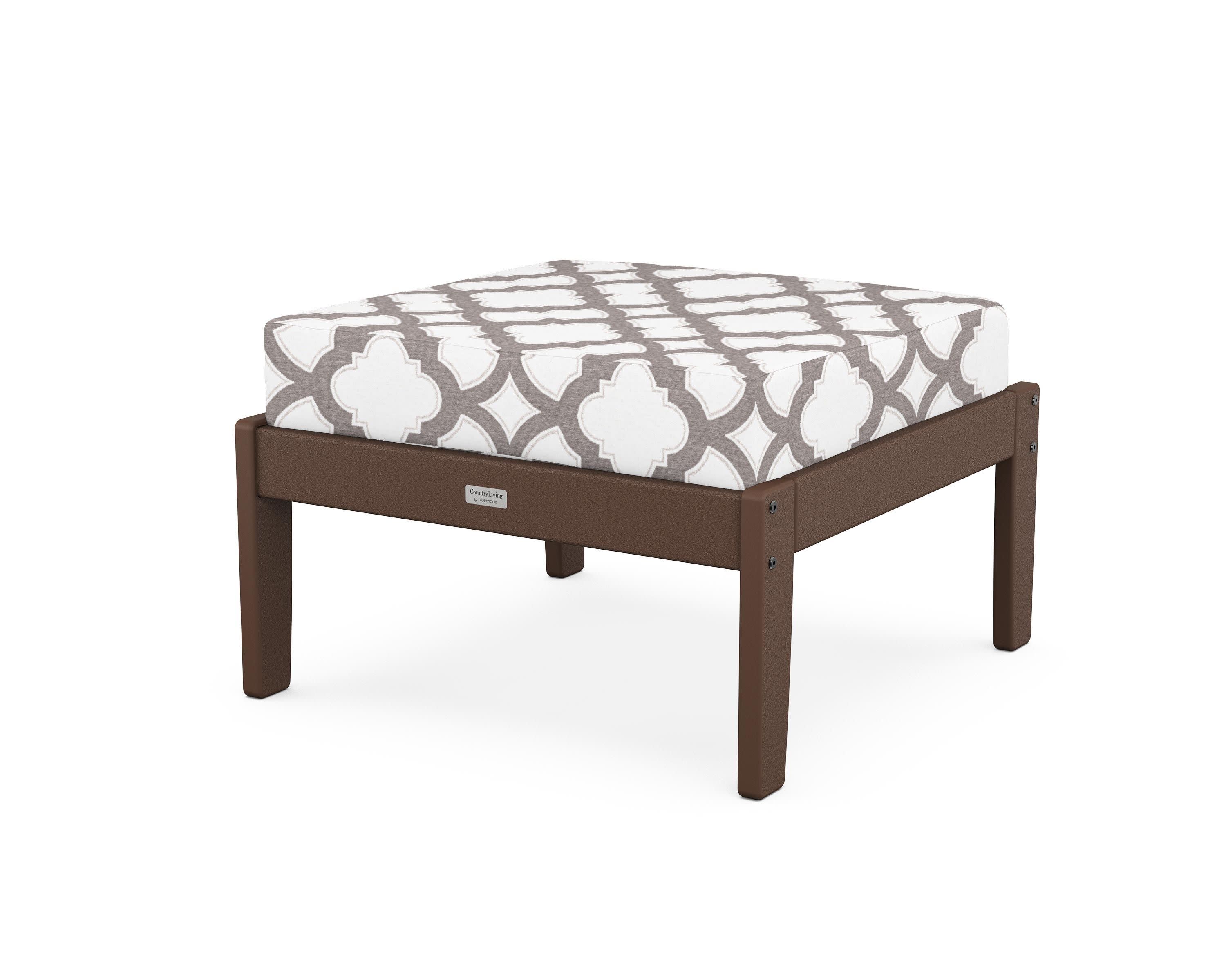 Cottage Deep Seating Ottoman in Mahogany / Trellis Grey Mist