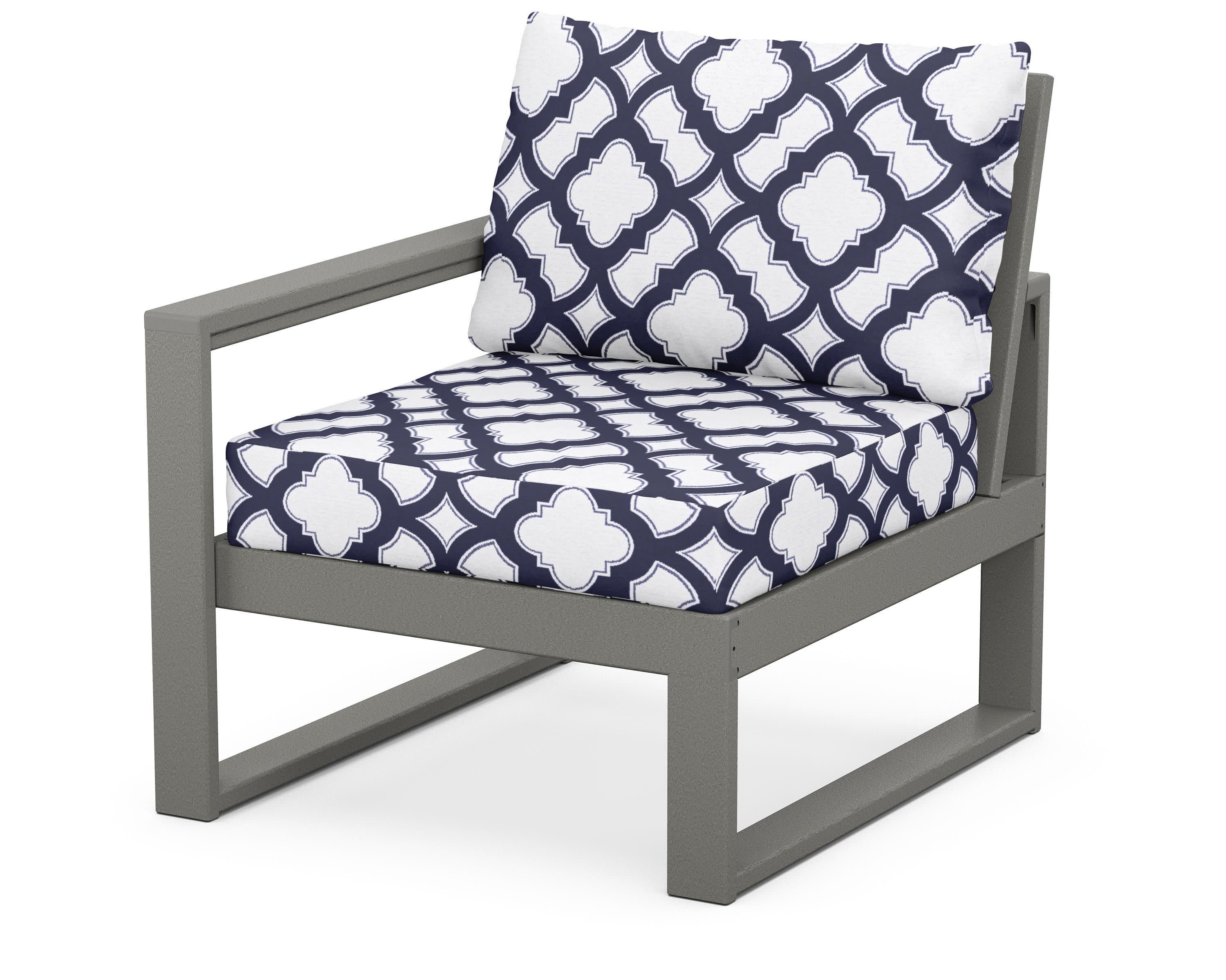 EDGE Modular Left Arm Chair in Slate Grey / Trellis Navy