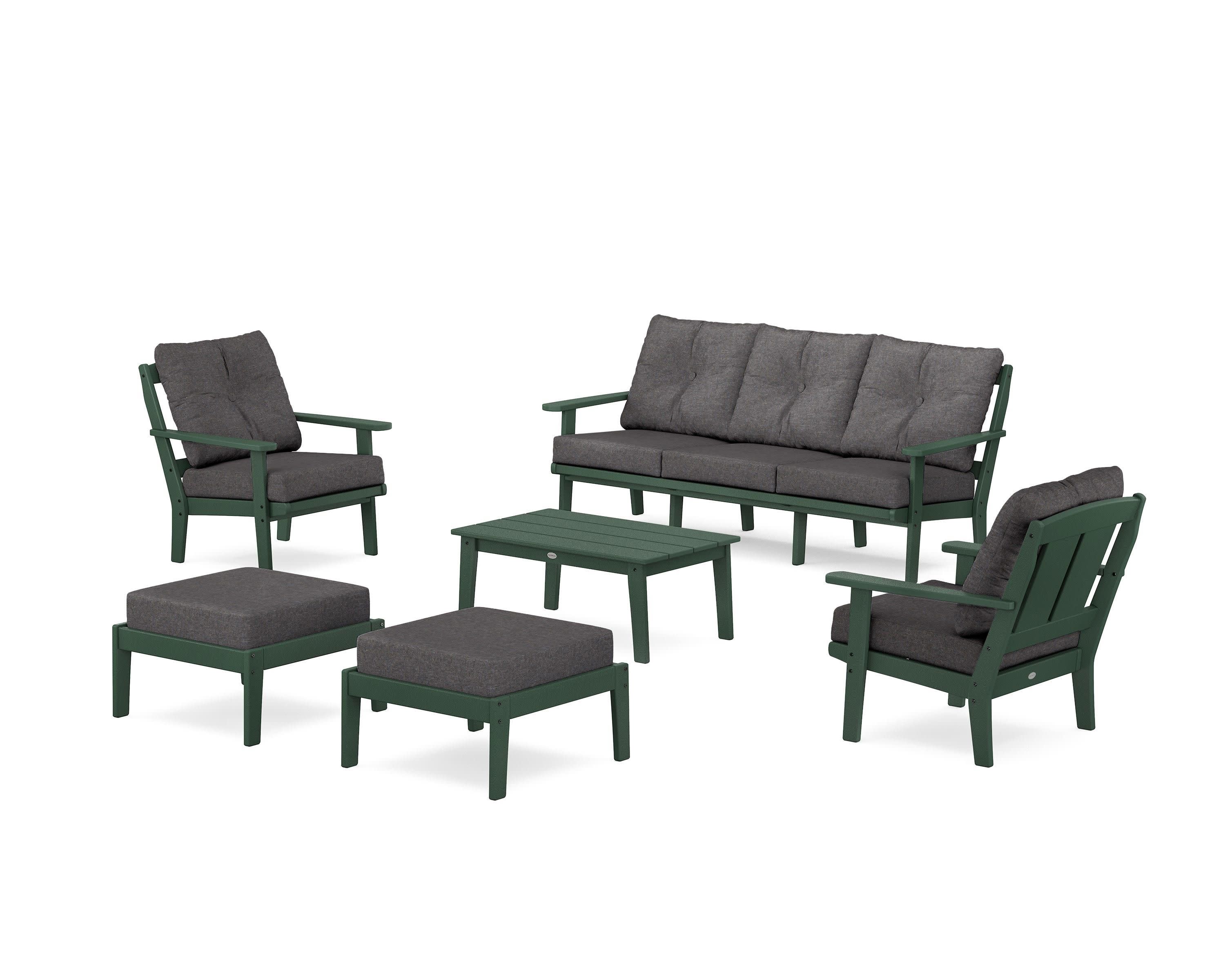 Mission 6-Piece Lounge Sofa Set in Green / Ash Charcoal
