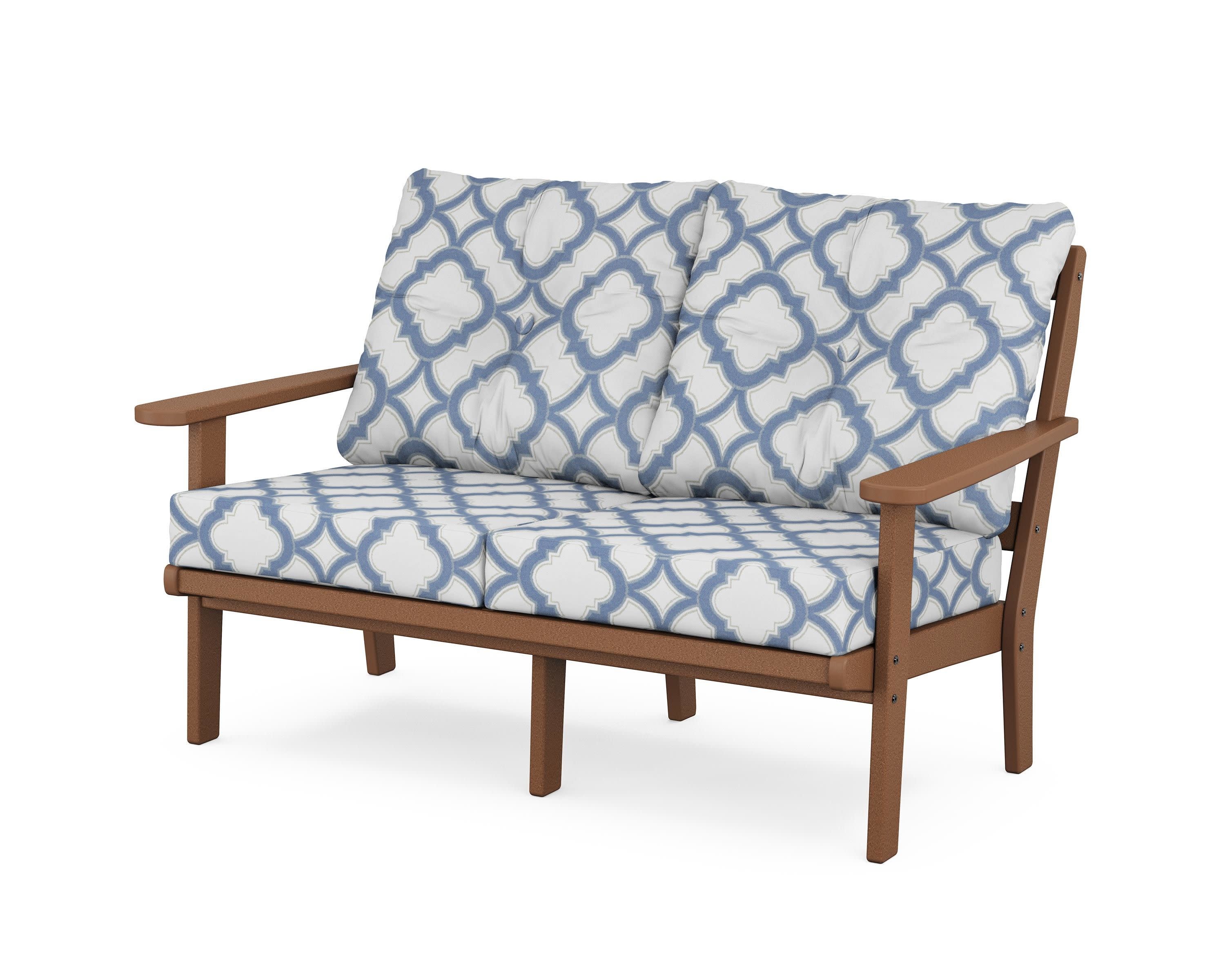 Mission Deep SeatingLoveseat in Teak / Trellis Sky Blue