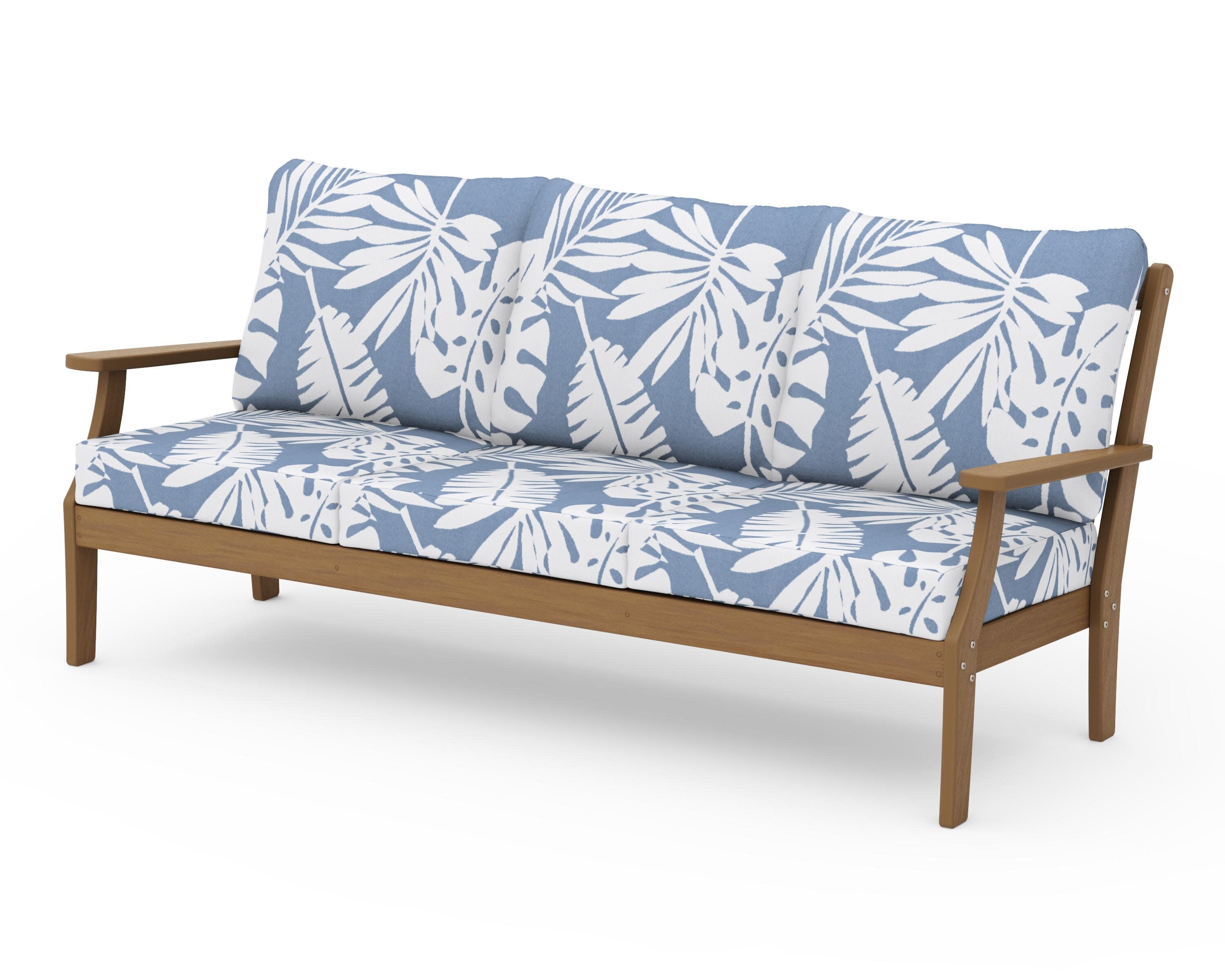 Braxton Deep Seating Sofa in Natural / Leaf Sky Blue