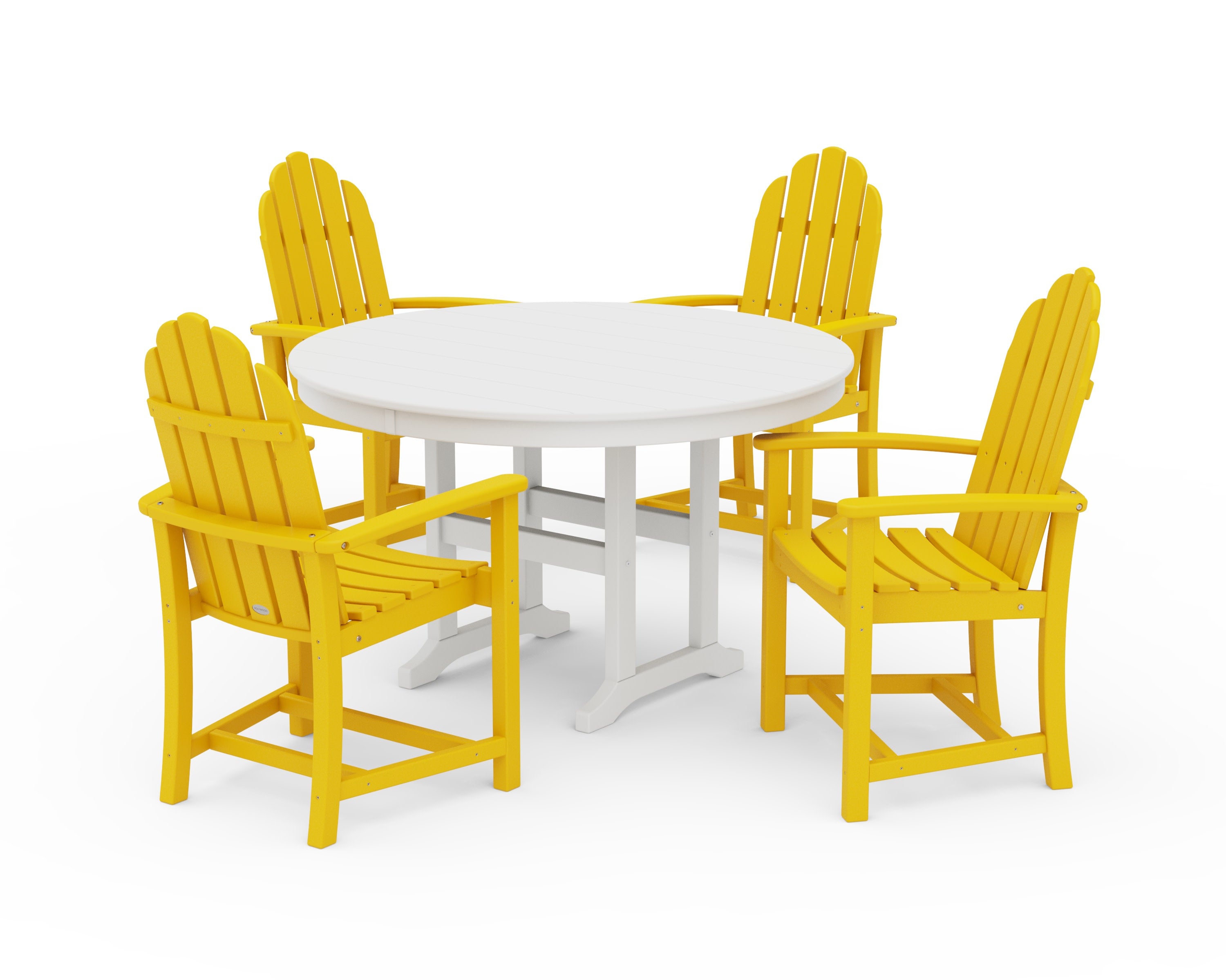 Classic Adirondack 5-Piece Round Farmhouse Dining Set in Lemon / White