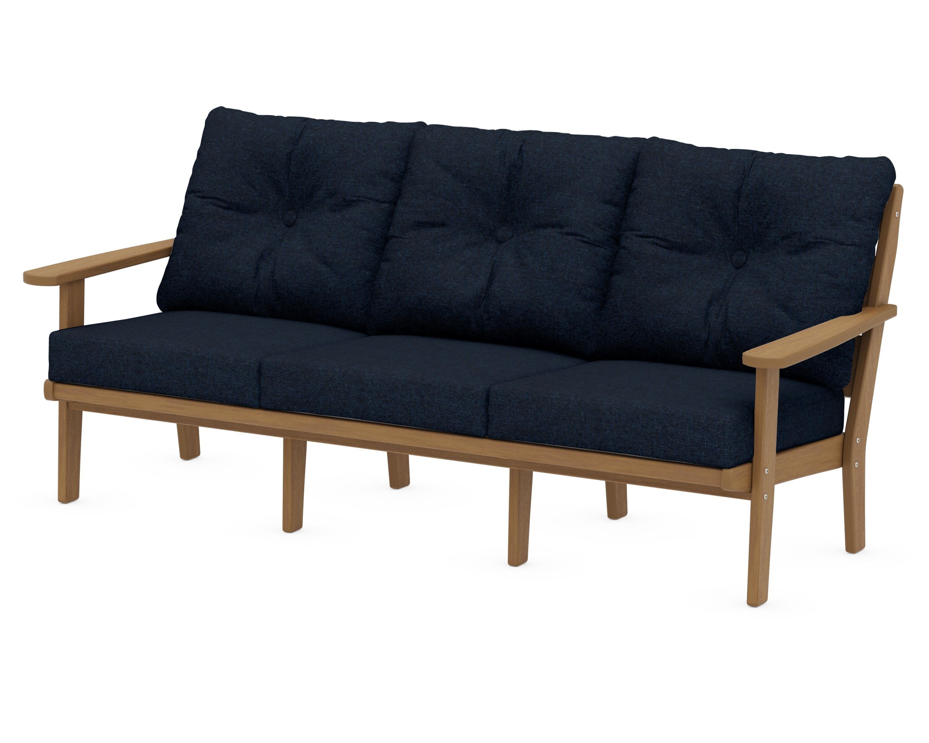 Lakeside Deep Seating Sofa in Natural / Marine Indigo