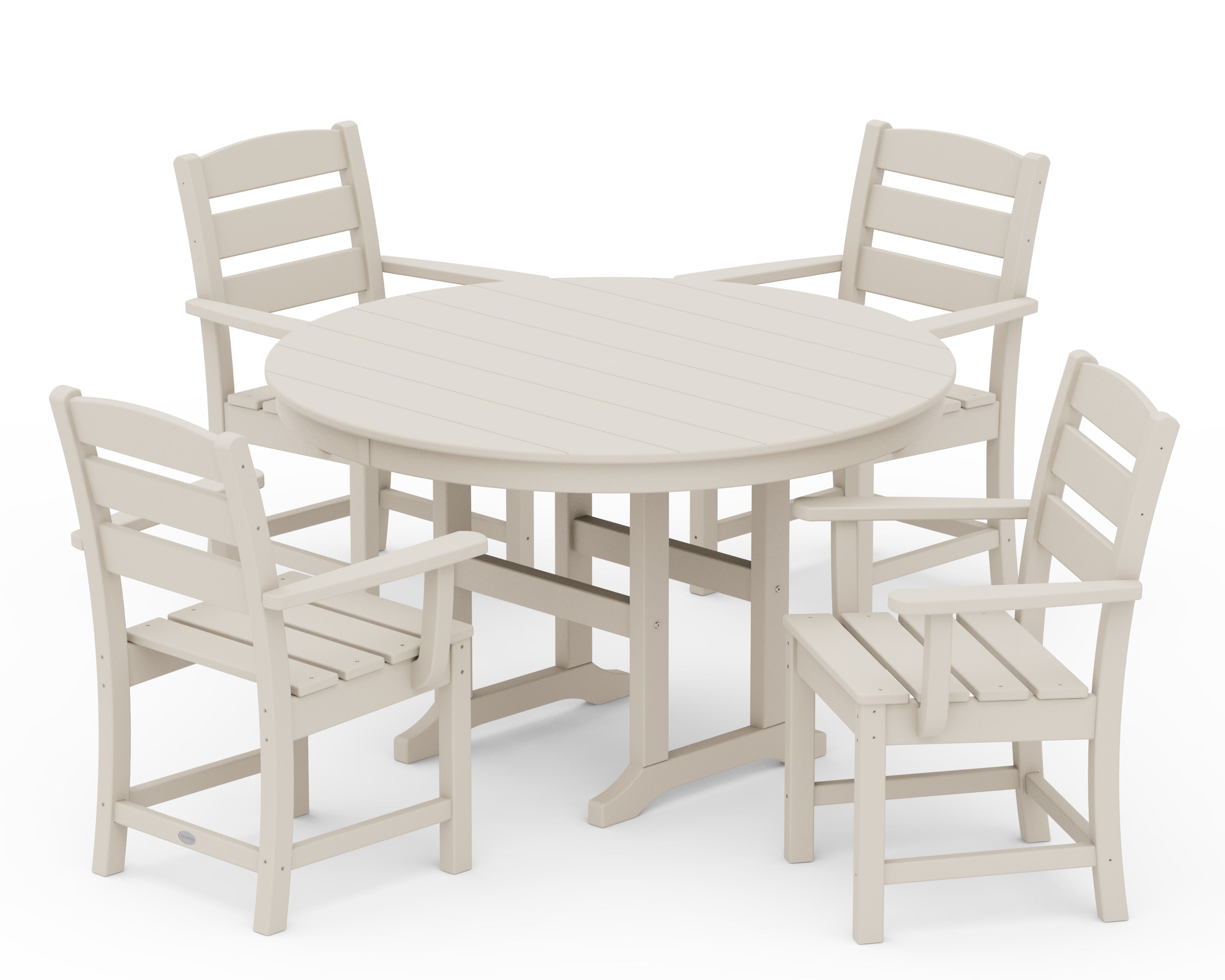 Lakeside 5-Piece Round Farmhouse Dining Set in Sand
