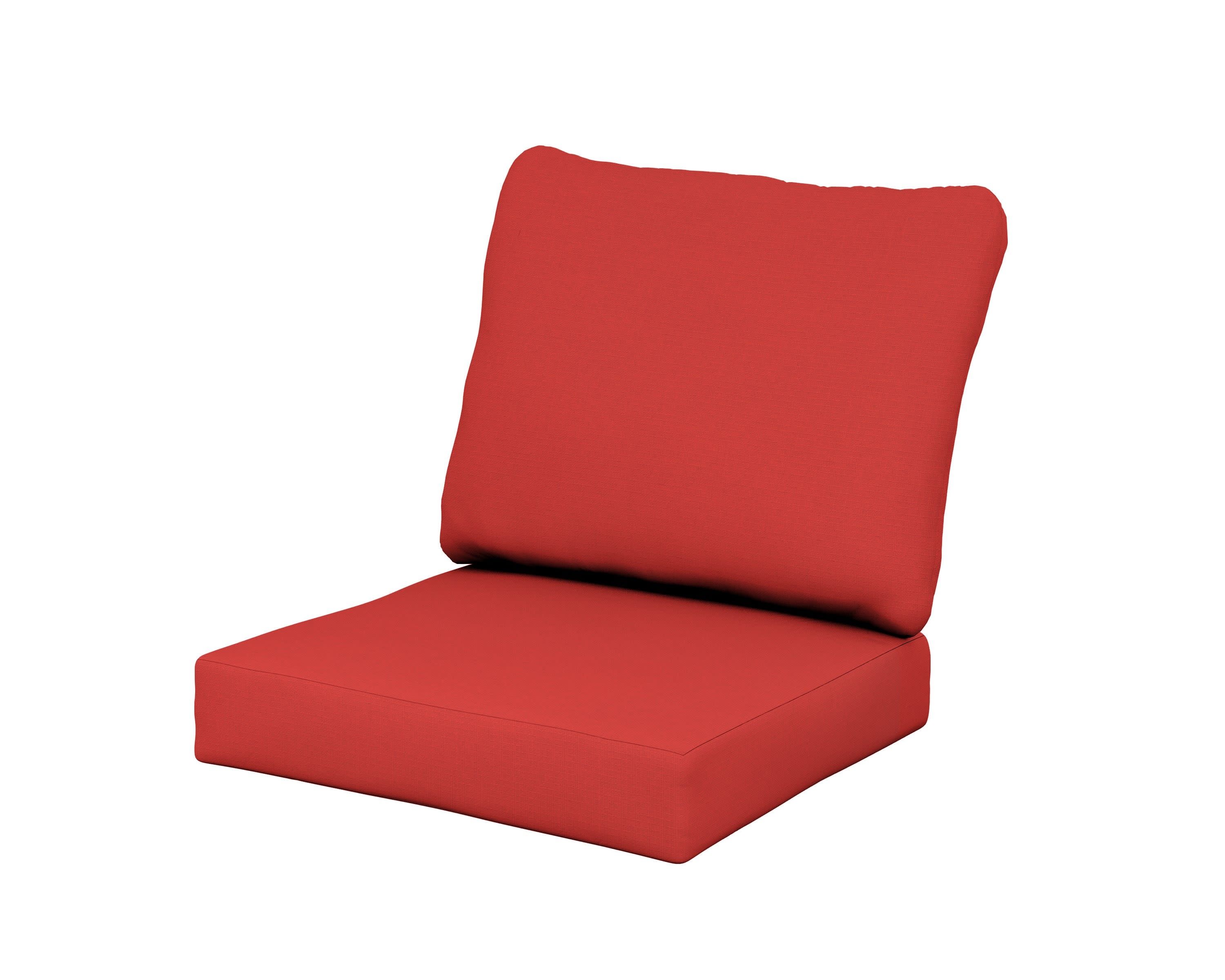 Baffle Seat/Back Cushion in Crimson Linen