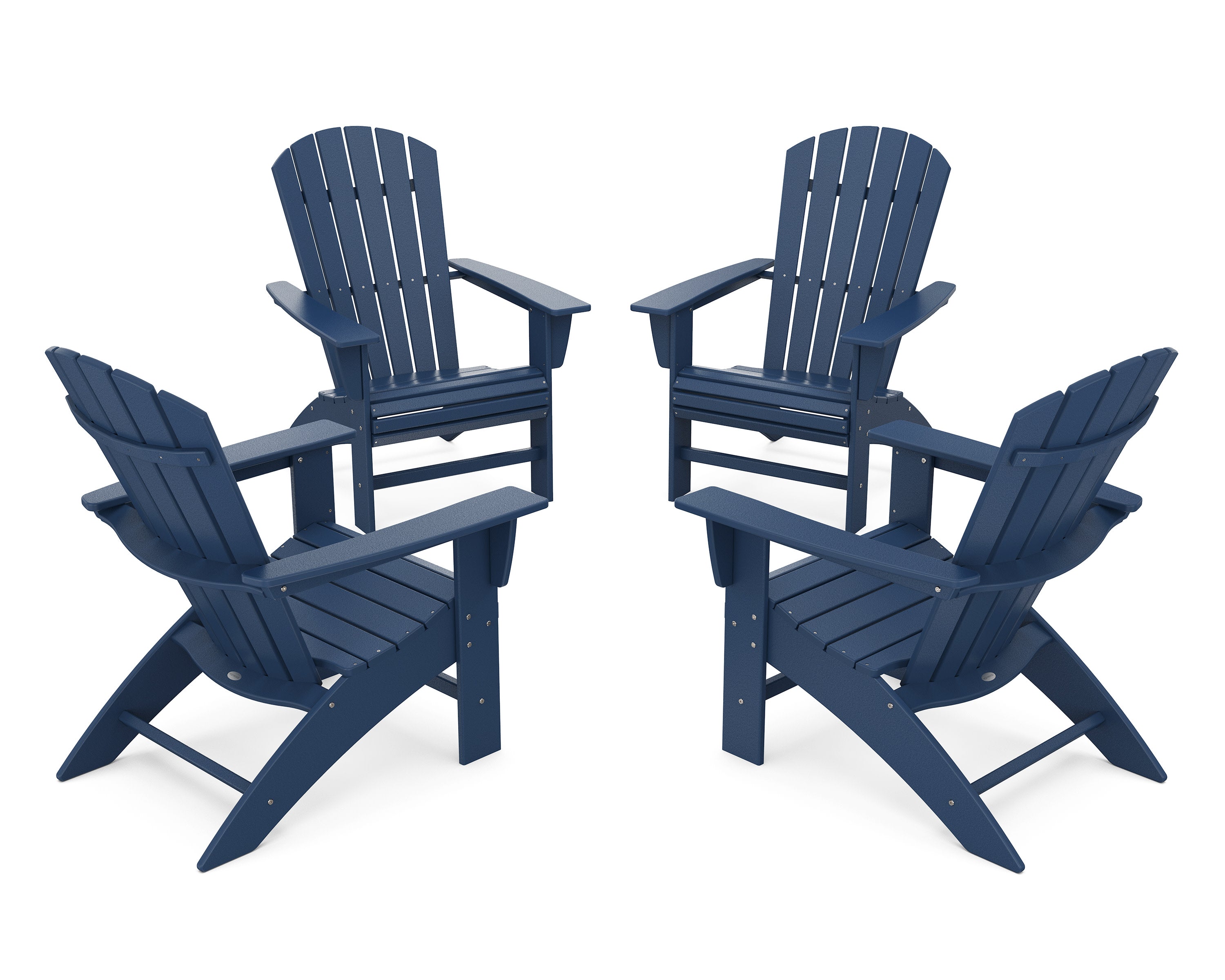 4-Piece Nautical Curveback Adirondack Chair Conversation Set in Navy