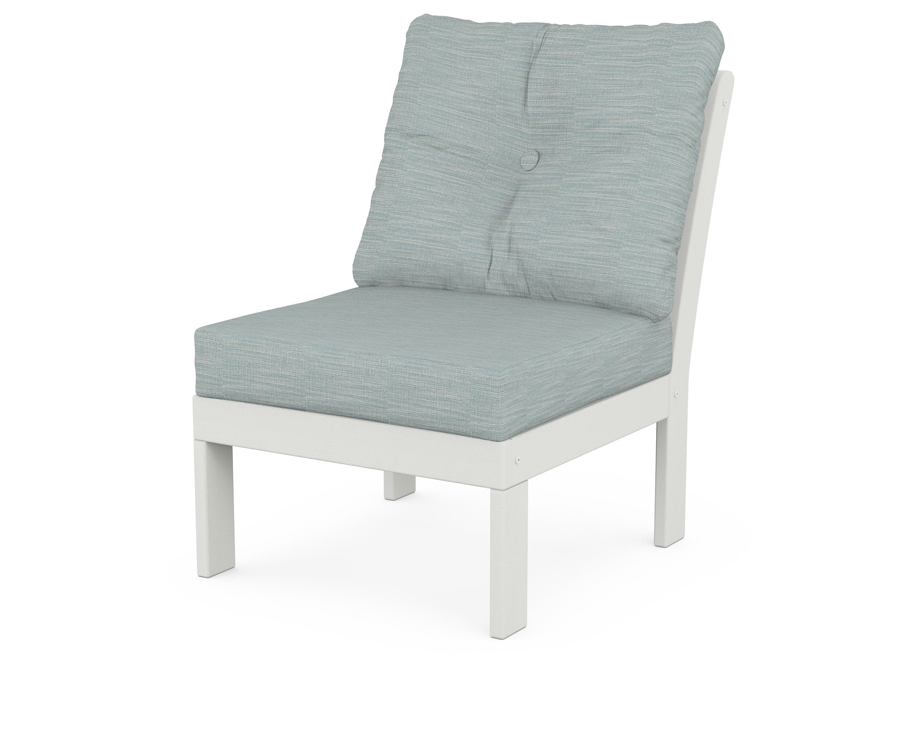 Vineyard Modular Armless Chair in Vintage White / Soothe Mist