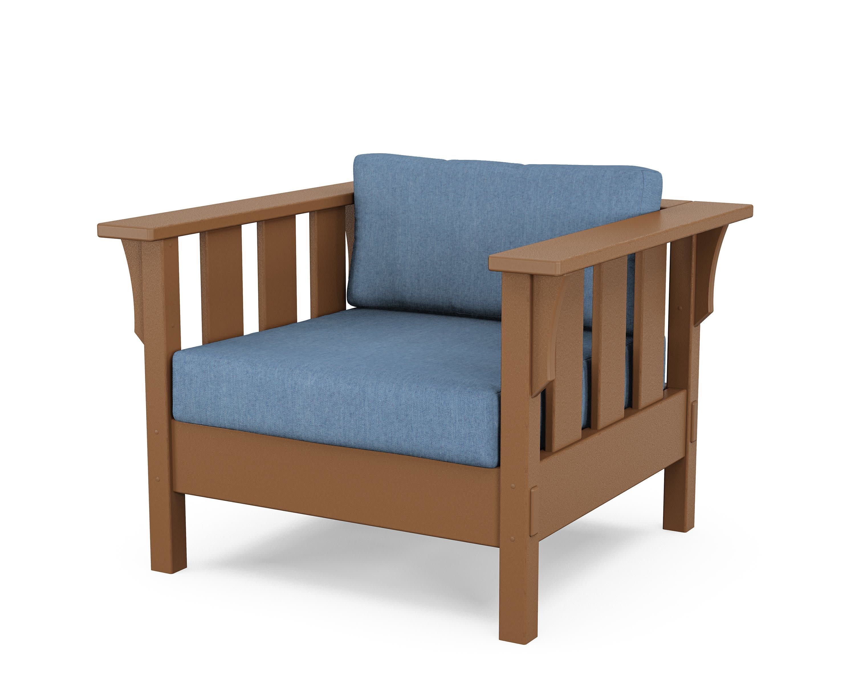 Acadia Deep Seating Chair in Teak / Sky Blue