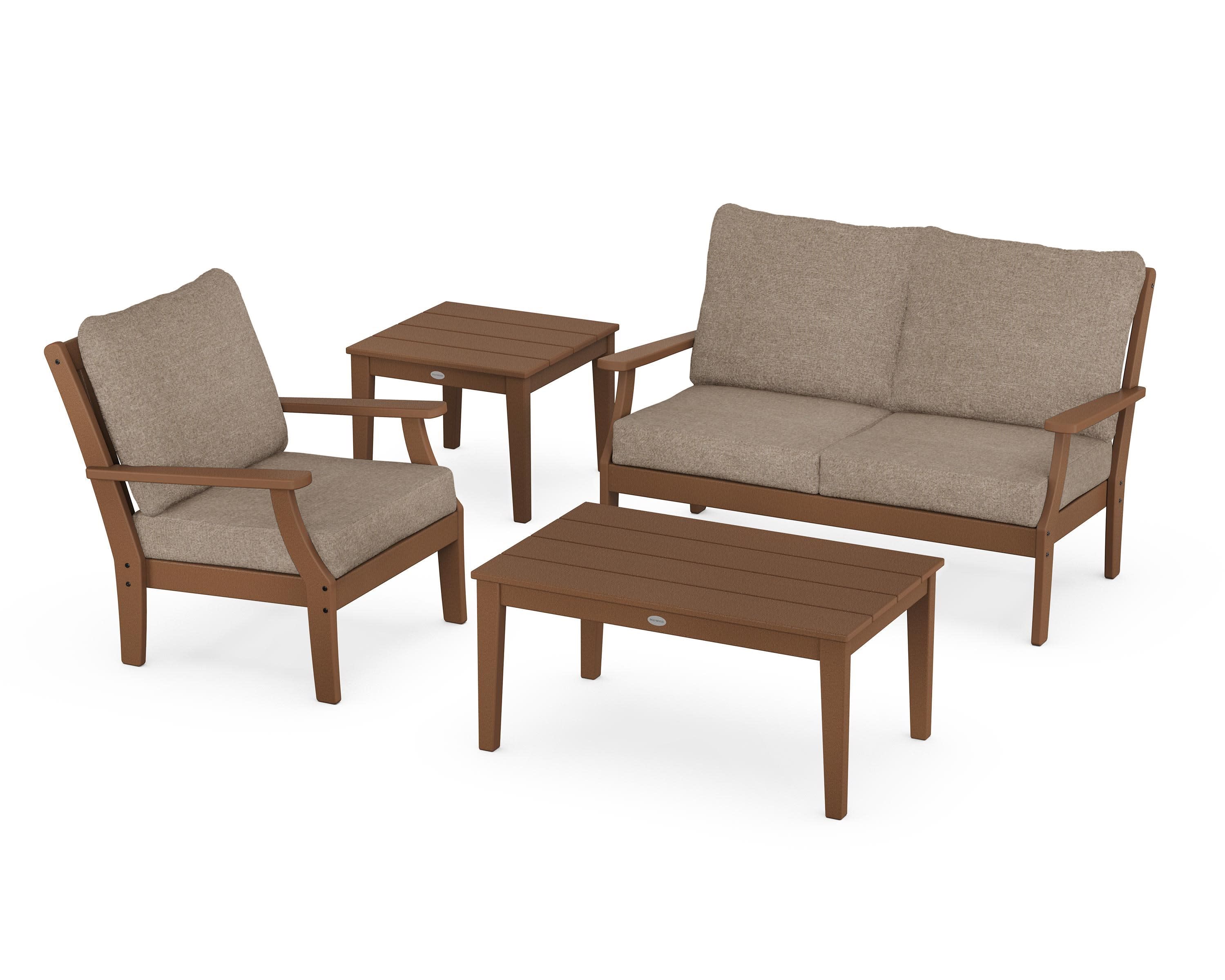Braxton 4-Piece Deep Seating Set in Teak / Spiced Burlap