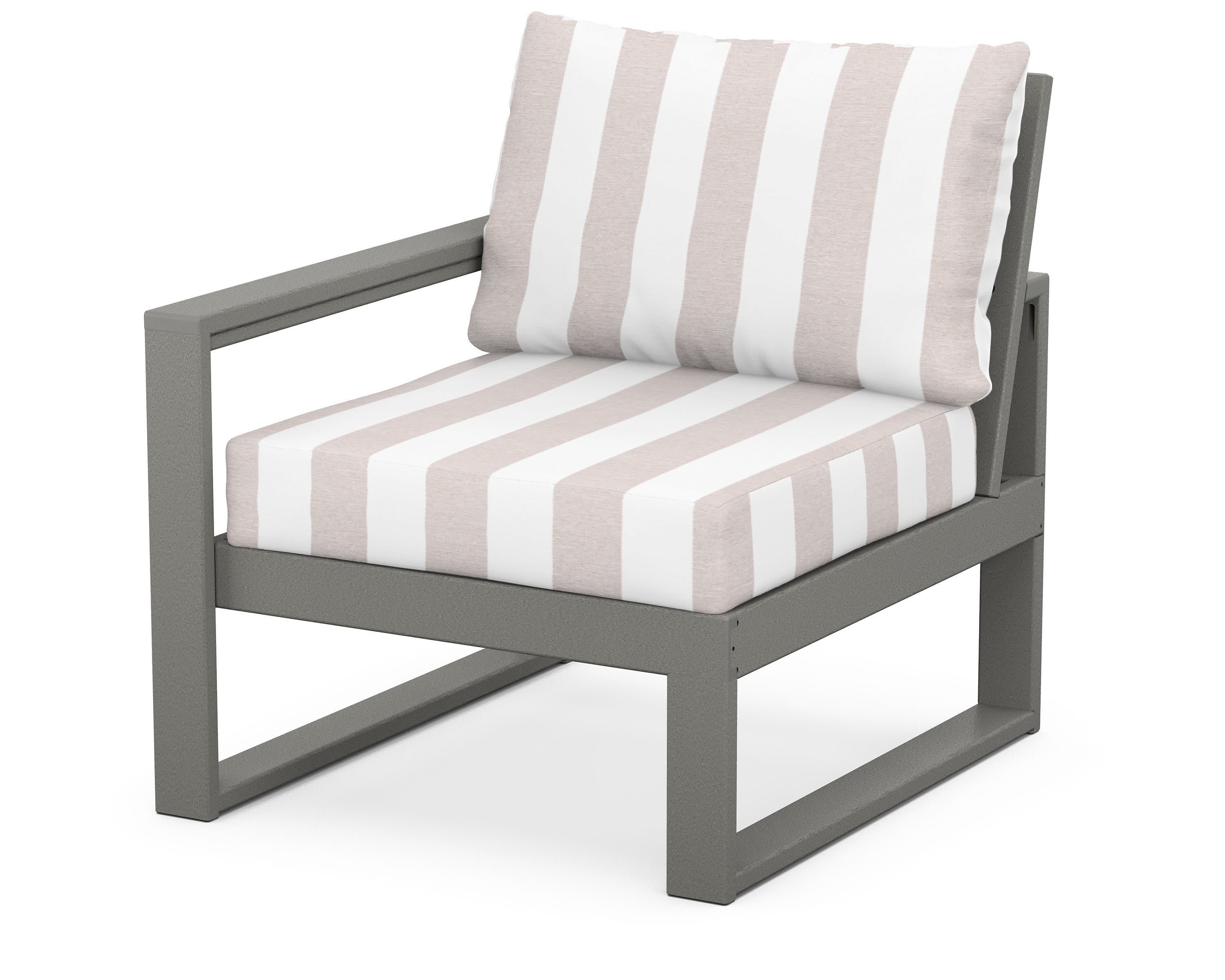 EDGE Modular Left Arm Chair in Slate Grey / Cabana Stripe Dune Burlap