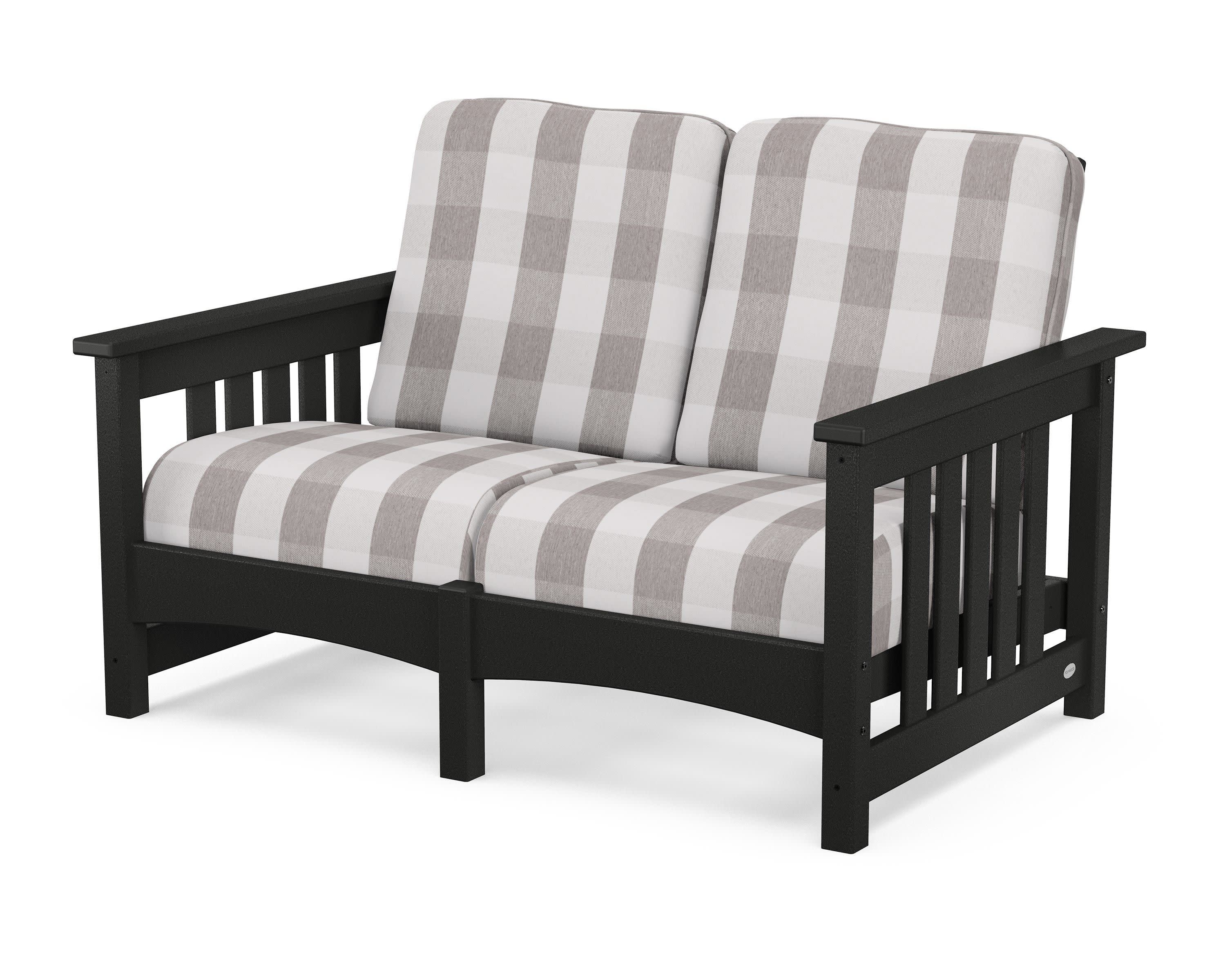 Club Mission Loveseat in Black / Buffalo Plaid Grey Mist