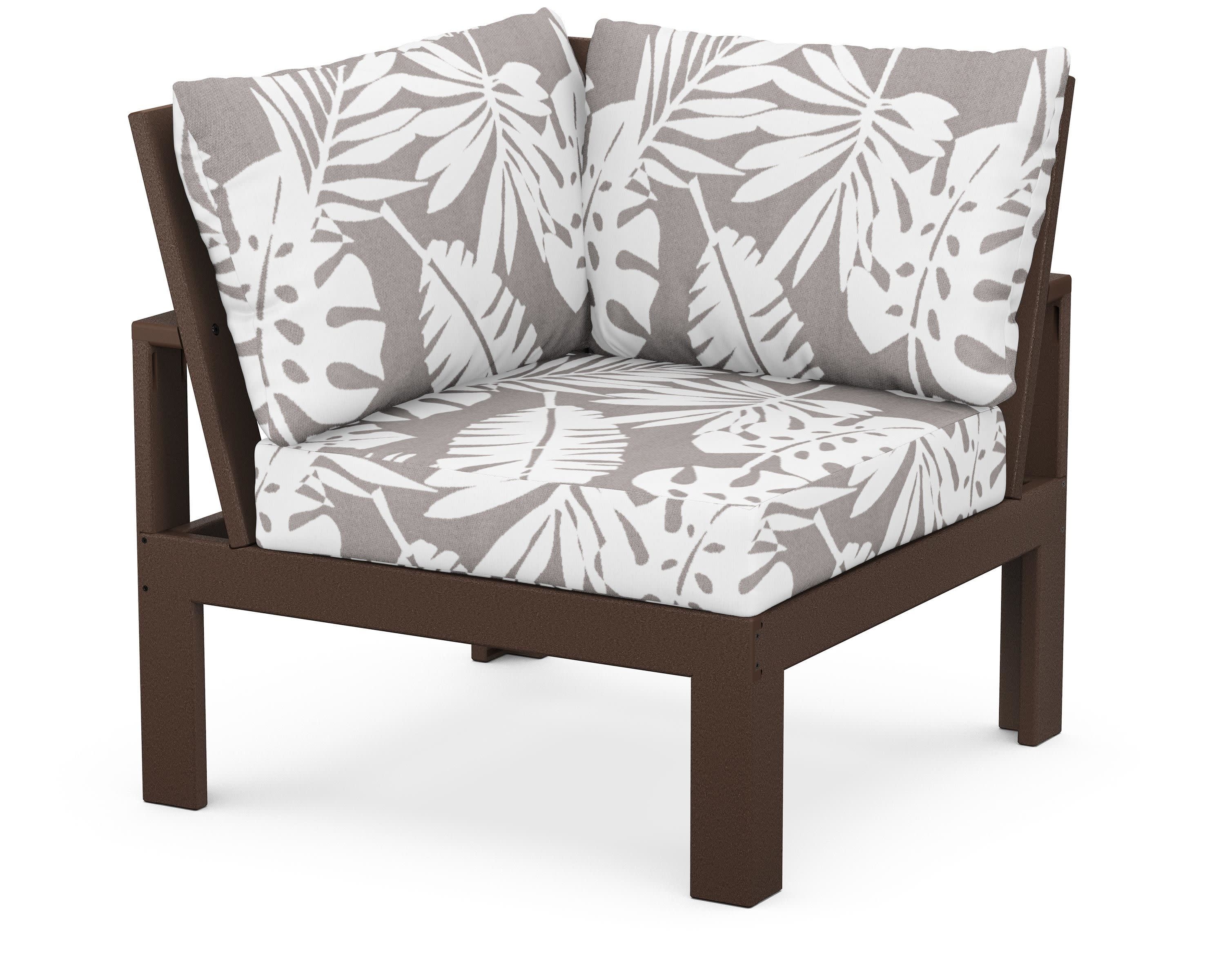 Modular Corner Chair in Mahogany / Leaf Grey Mist