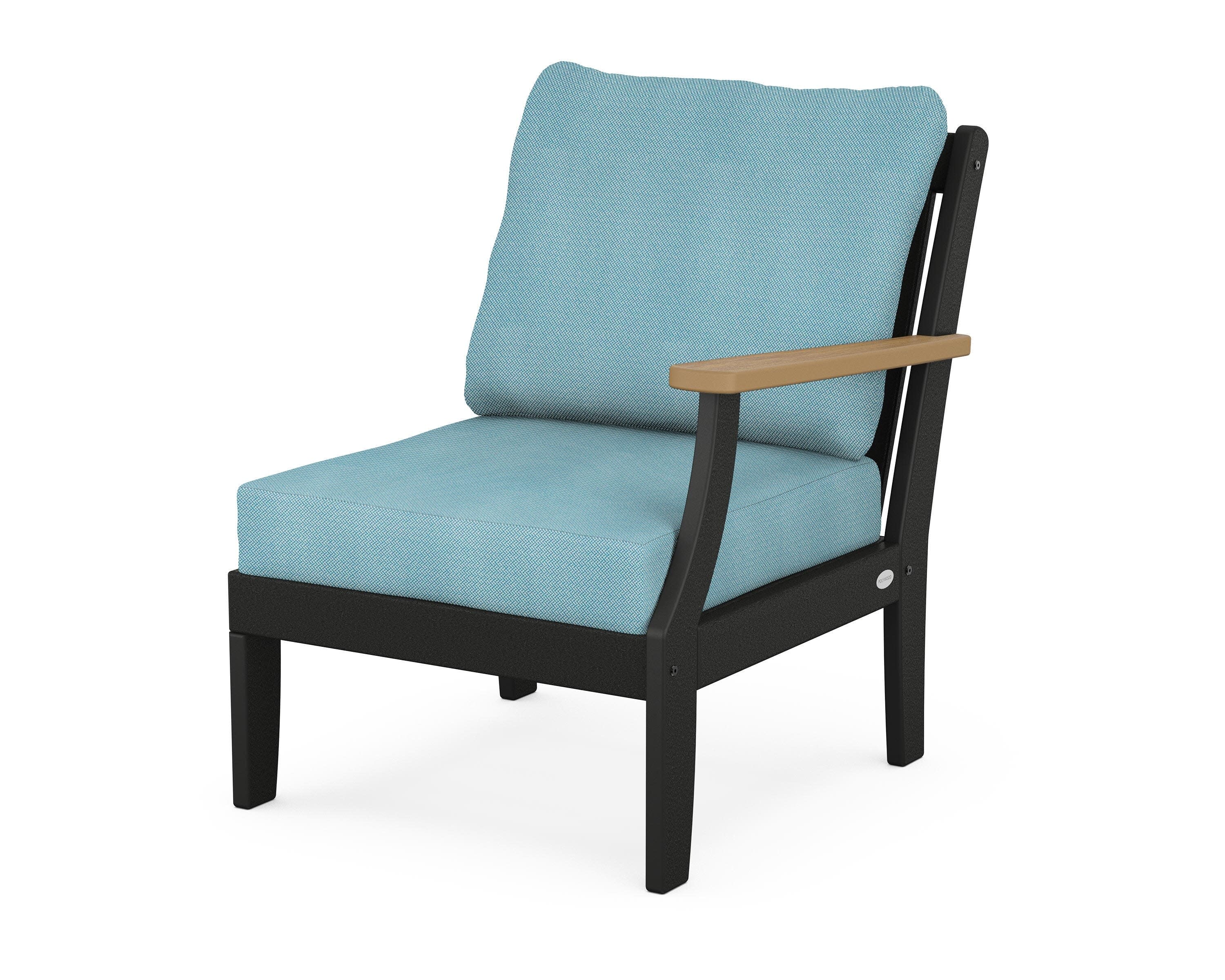 Braxton Modular Right Arm Chair in Black / Natural / Lattice Sky Blue