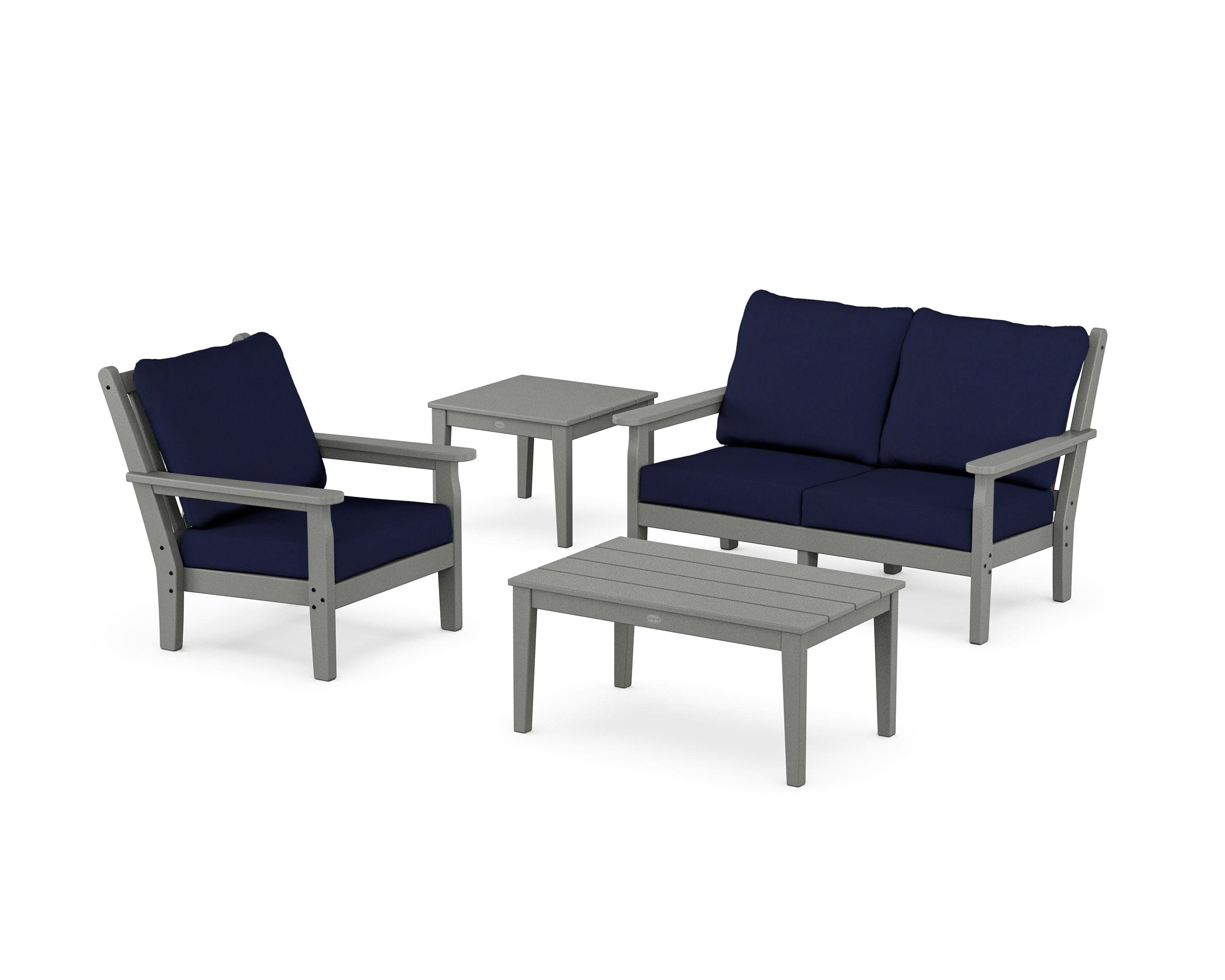Chippendale 4-Piece Deep Seating Set in Slate Grey / Navy