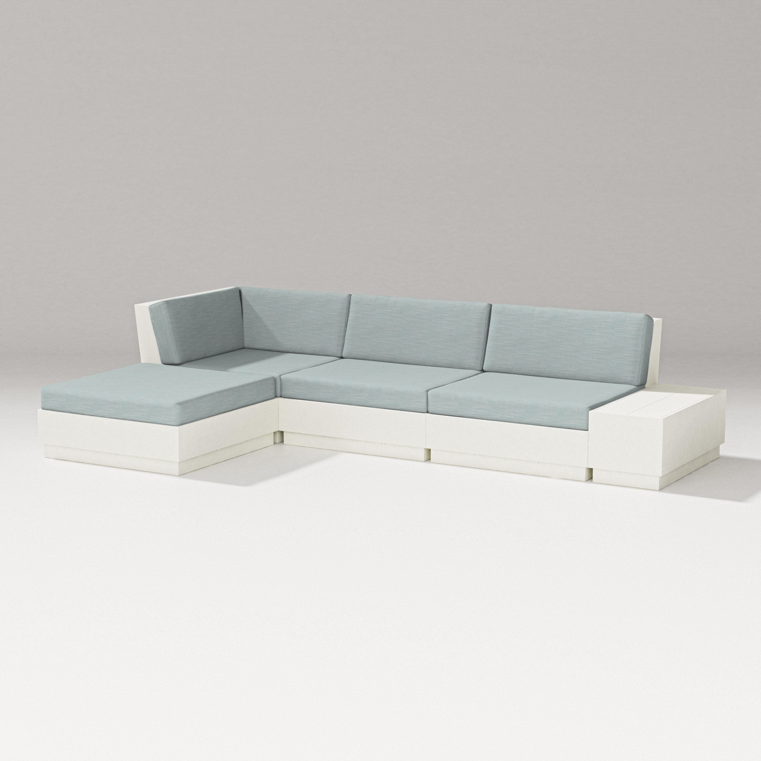 Elevate Chaise Sectional in Vintage White / Soothe Mist