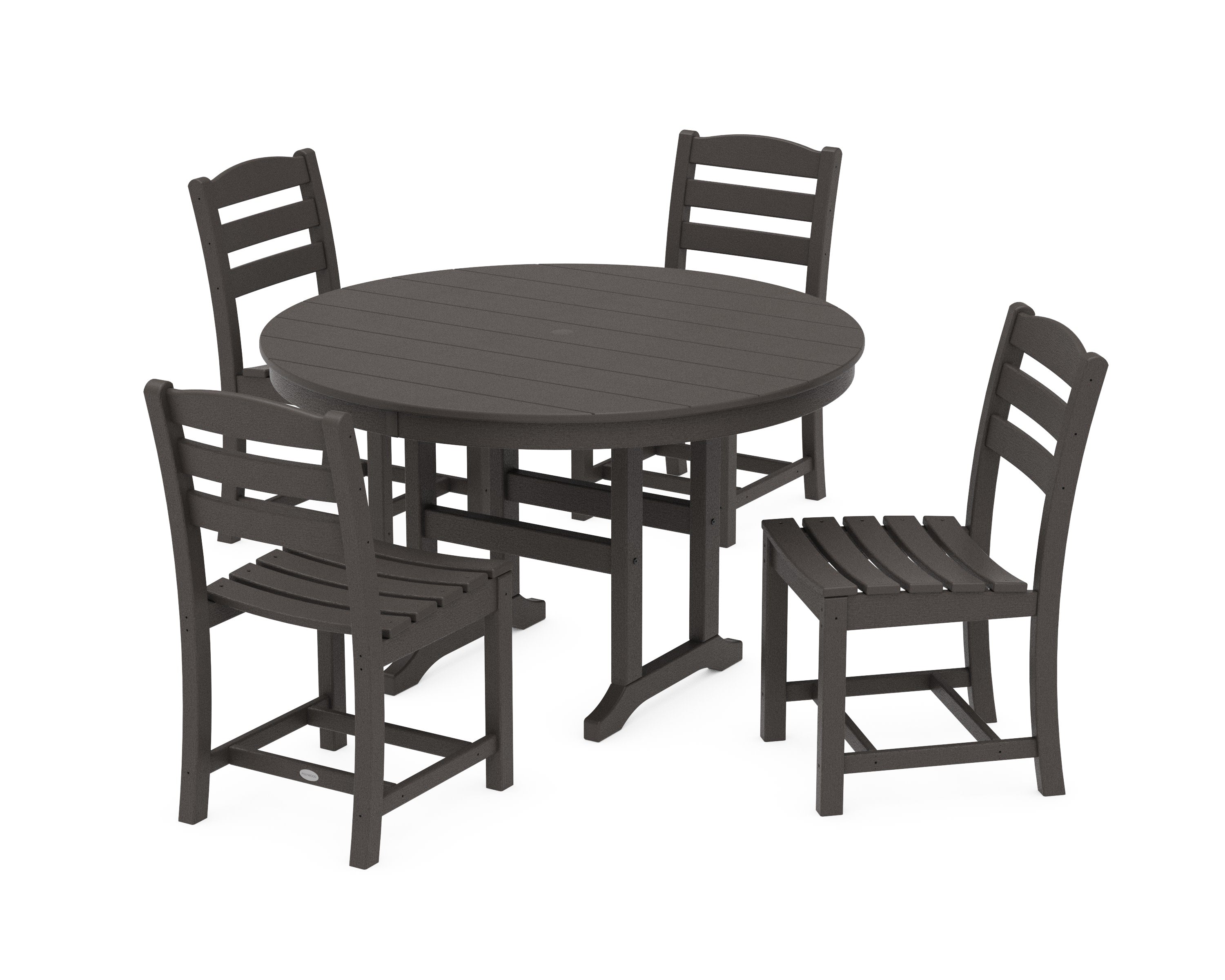 La Casa Caf Side Chair 5-Piece Round Farmhouse Dining Set in Vintage Coffee