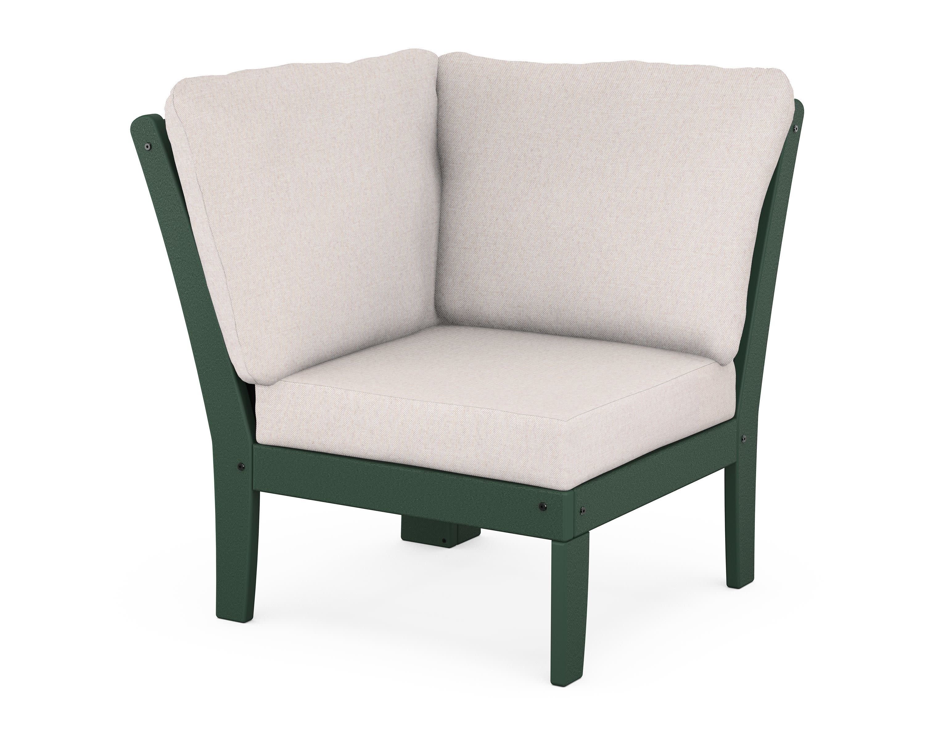 Braxton Modular Corner Chair in Green / Dune Burlap