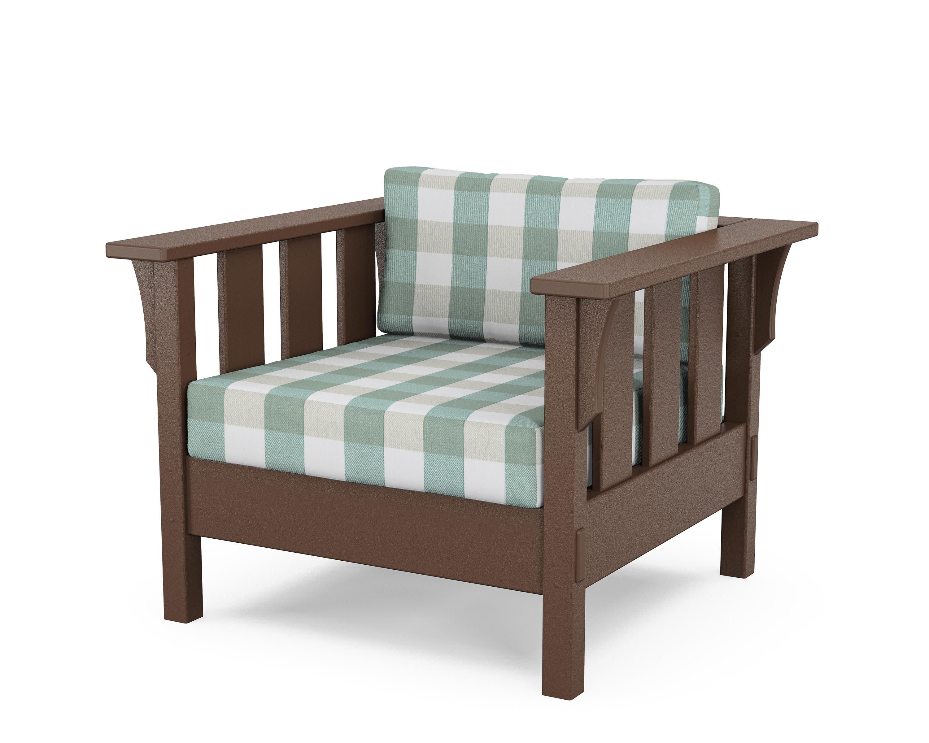 Acadia Deep Seating Chair in Mahogany / Buffalo Plaid Glacier Spa