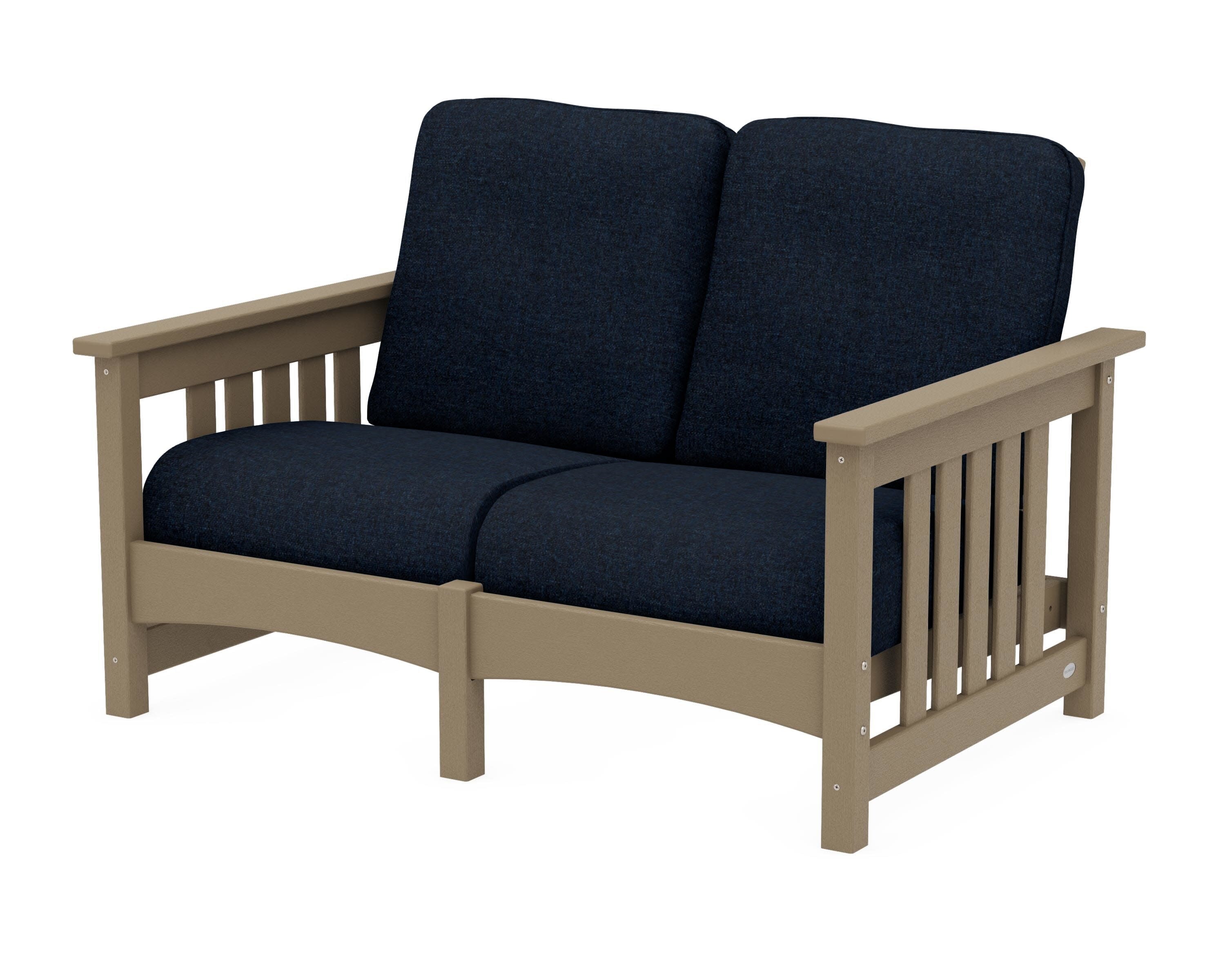 Club Mission Loveseat in Vintage Sahara / Marine Indigo