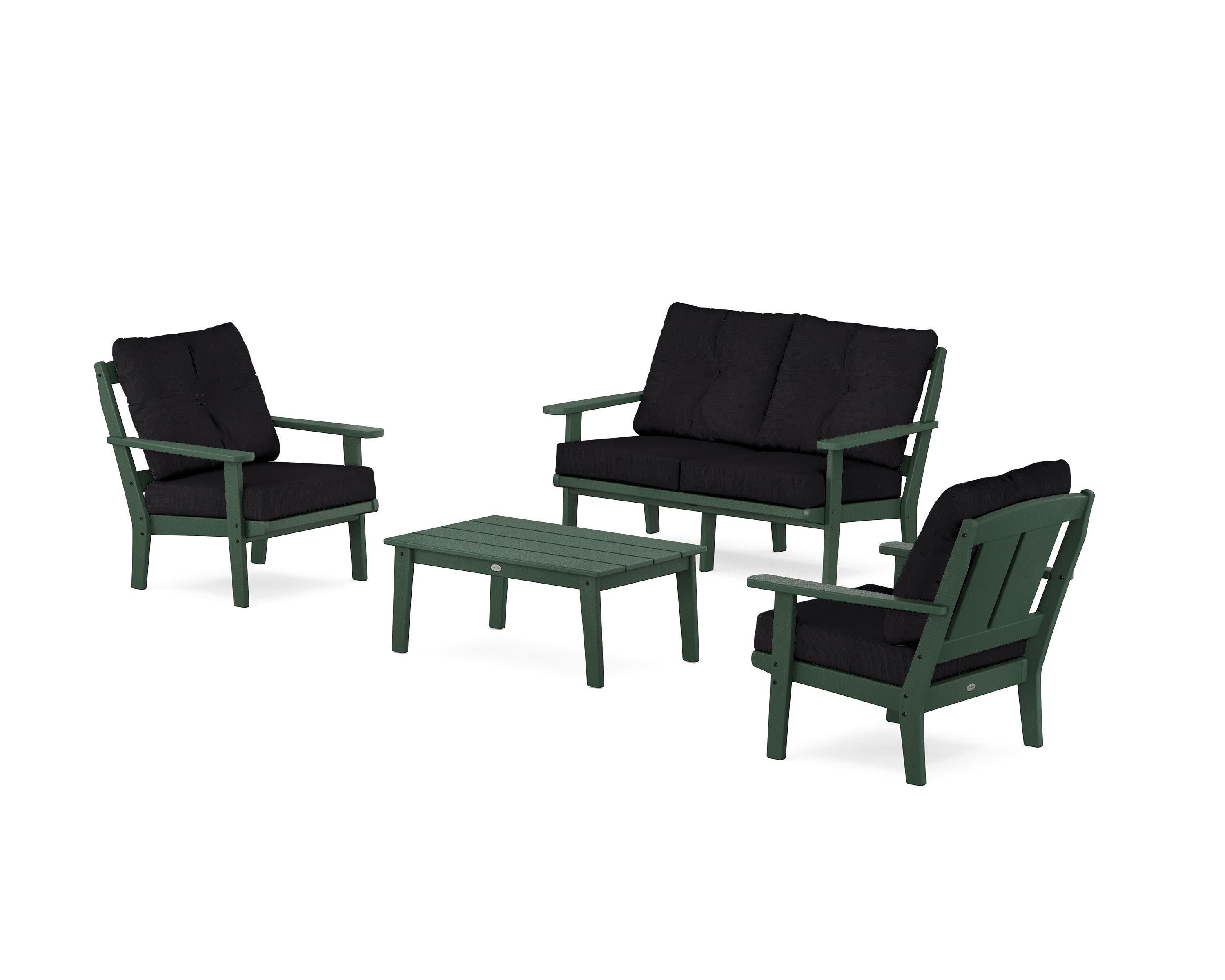 Mission 4-Piece Deep Seating Set with Loveseat in Green / Midnight Linen