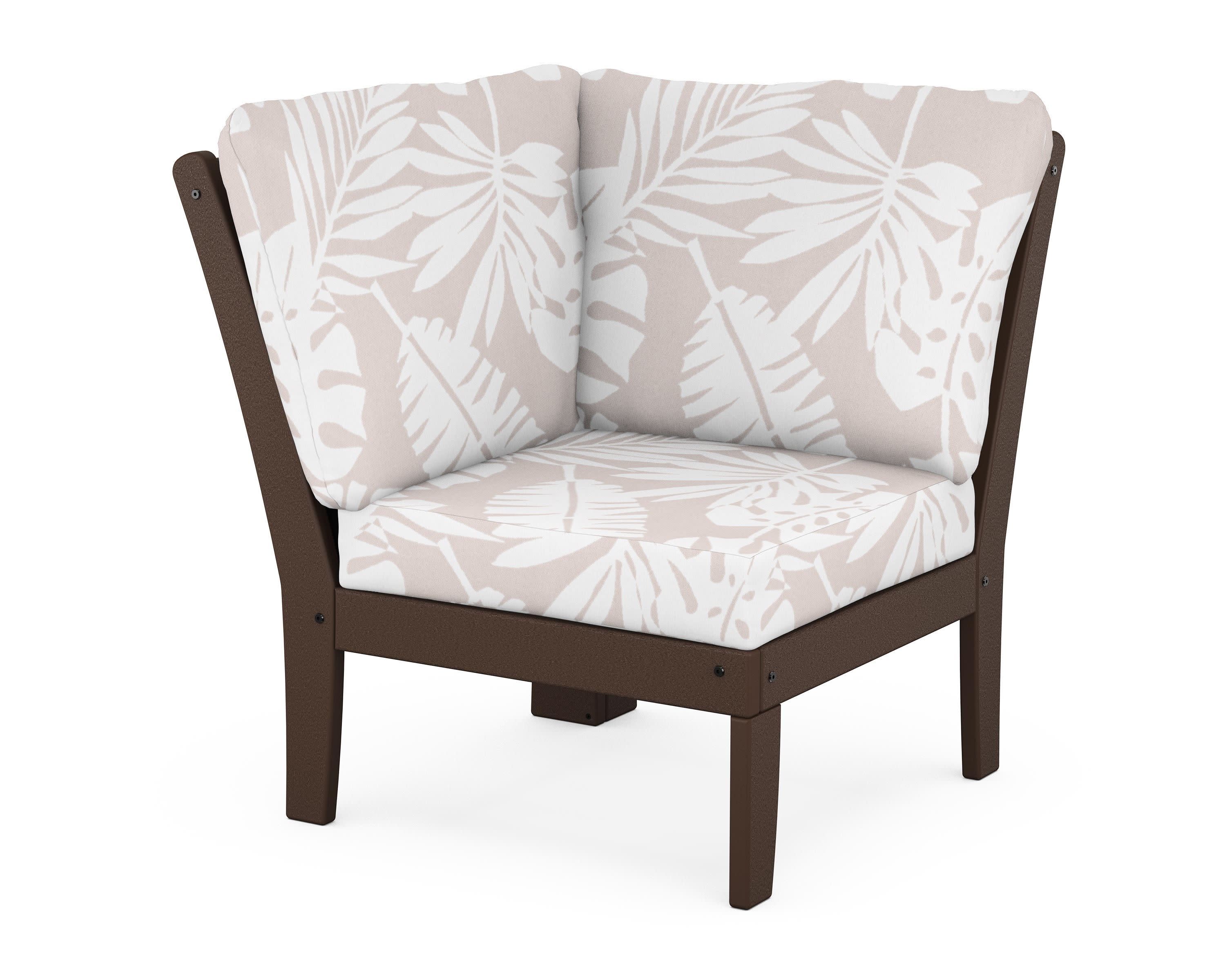 Braxton Modular Corner Chair in Mahogany / Leaf Dune Burlap
