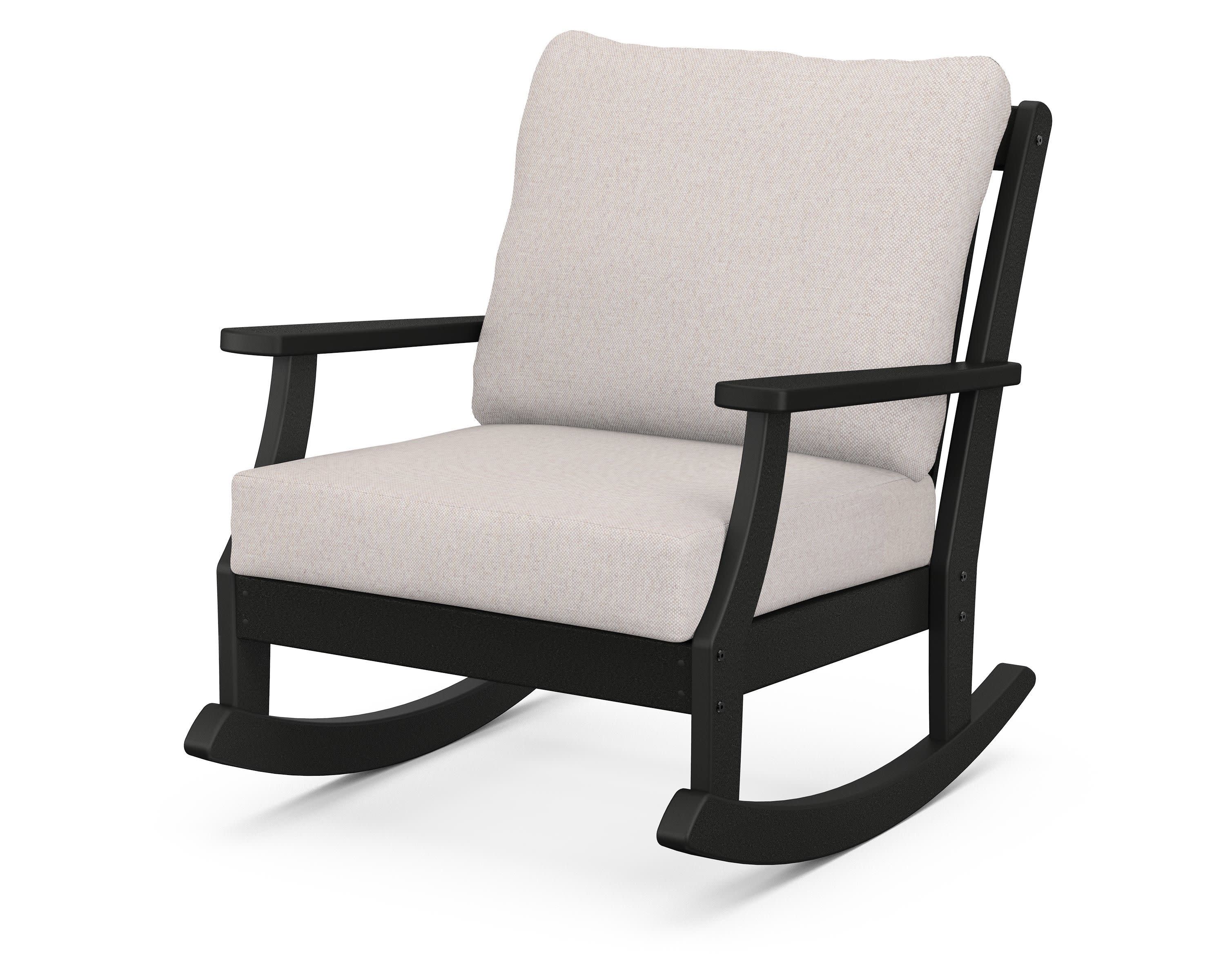 Braxton Deep Seating Rocking Chair in Black / Dune Burlap
