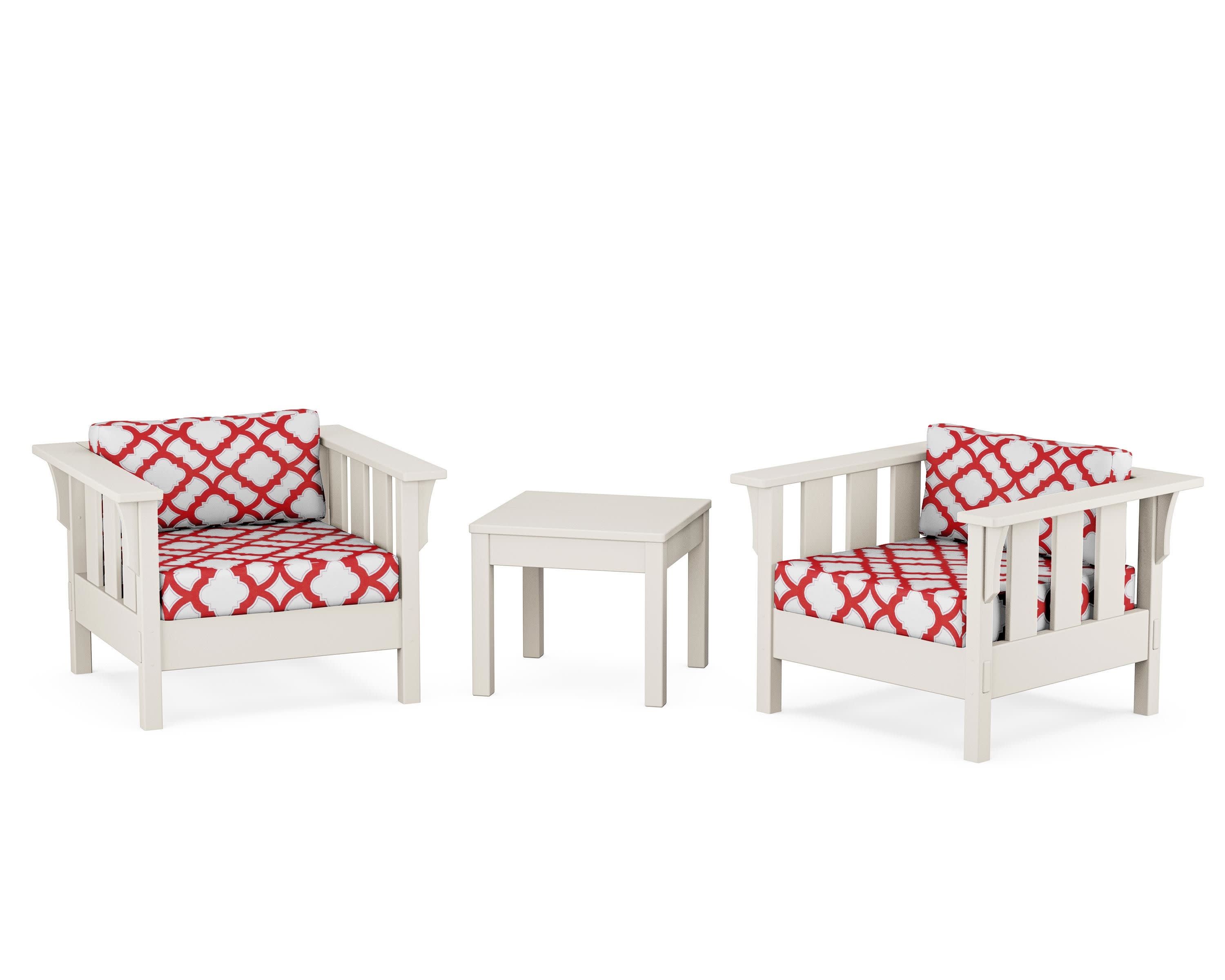 Acadia 3-Piece Deep Seating Set in Sand / Trellis Crimson