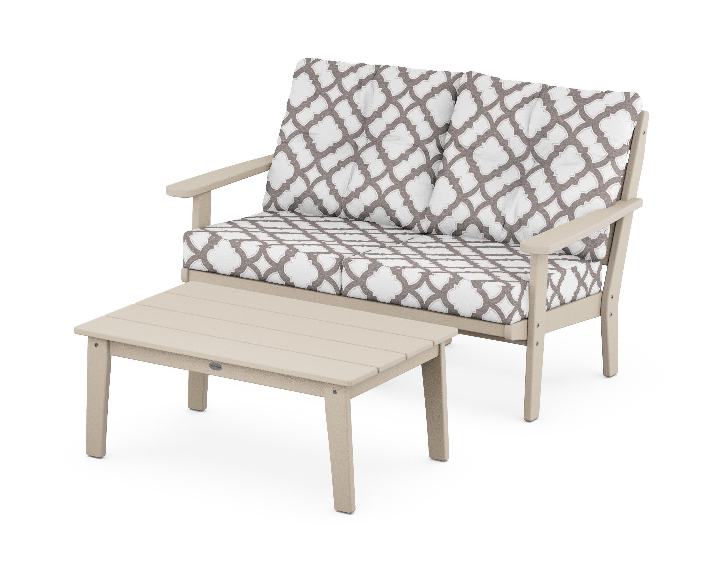 Lakeside 2-Piece Lounge Loveseat Set in Sand / Trellis Grey Mist